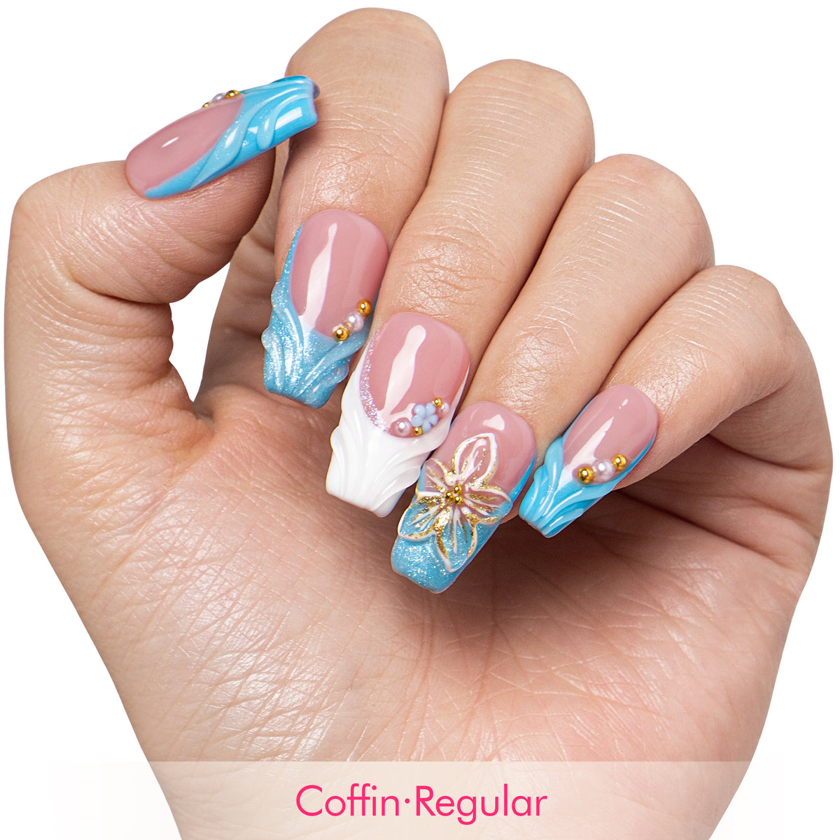 Glacial Blue Handmade Nails H714