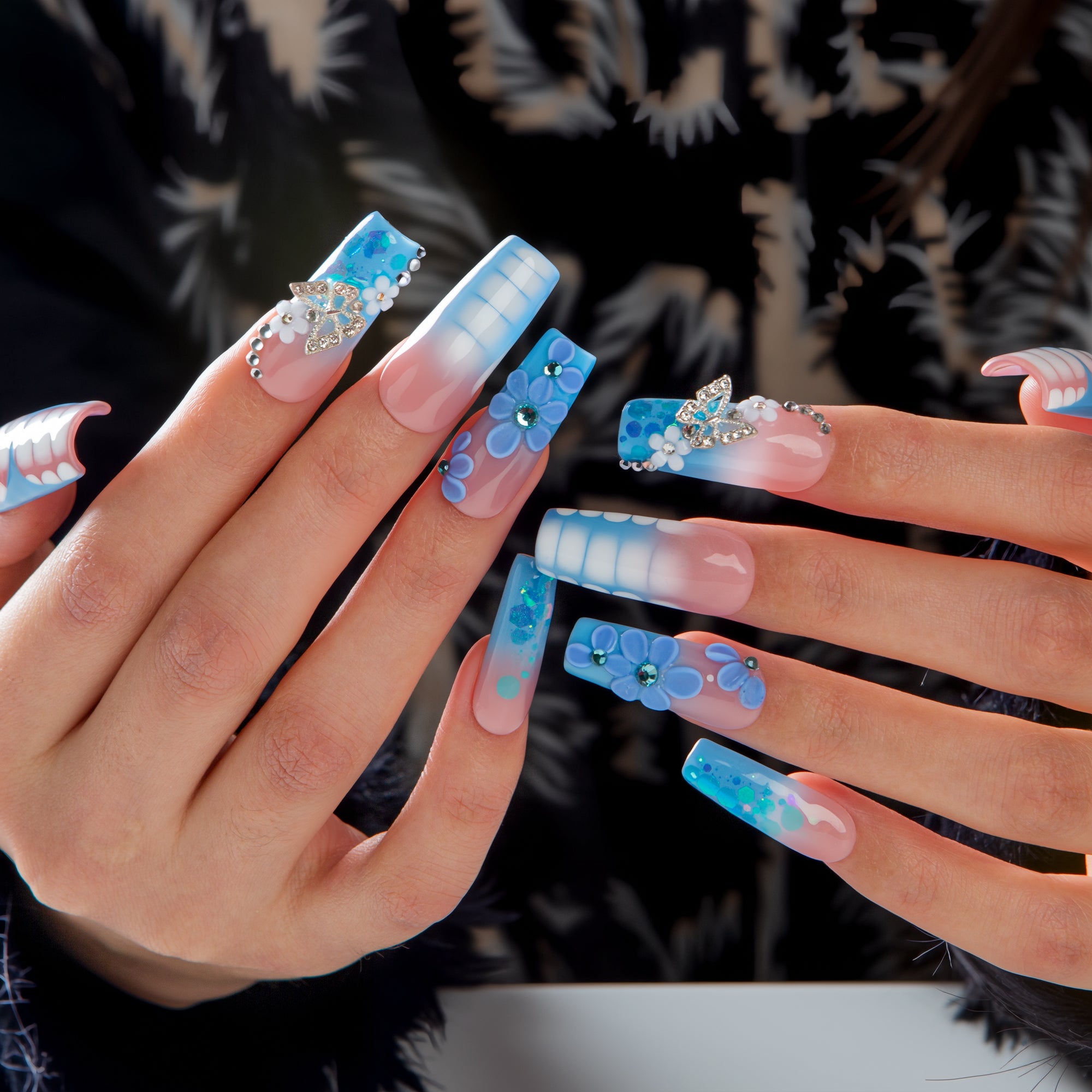 Frosty Flutter Handmade Nails H716