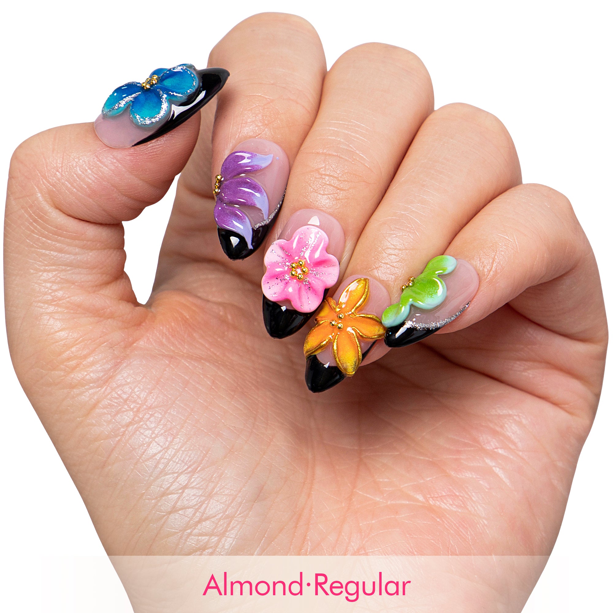 Fiery Bloom Handmade Nails H719