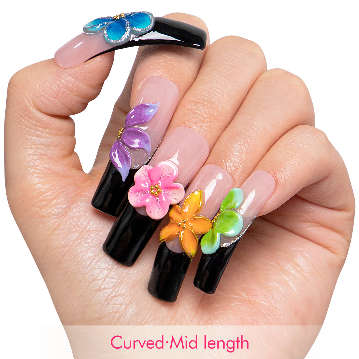 Fiery Bloom Handmade Nails H719