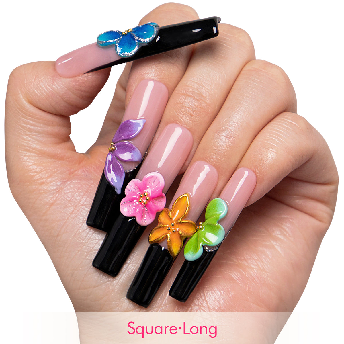 Fiery Bloom Handmade Nails H719