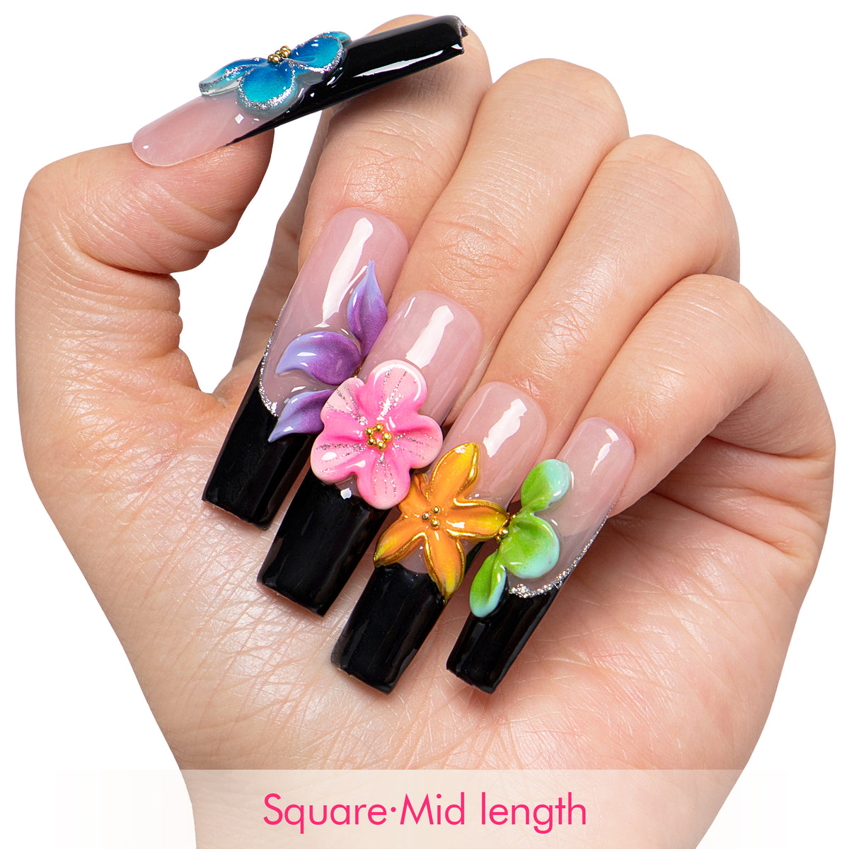 Fiery Bloom Handmade Nails H719