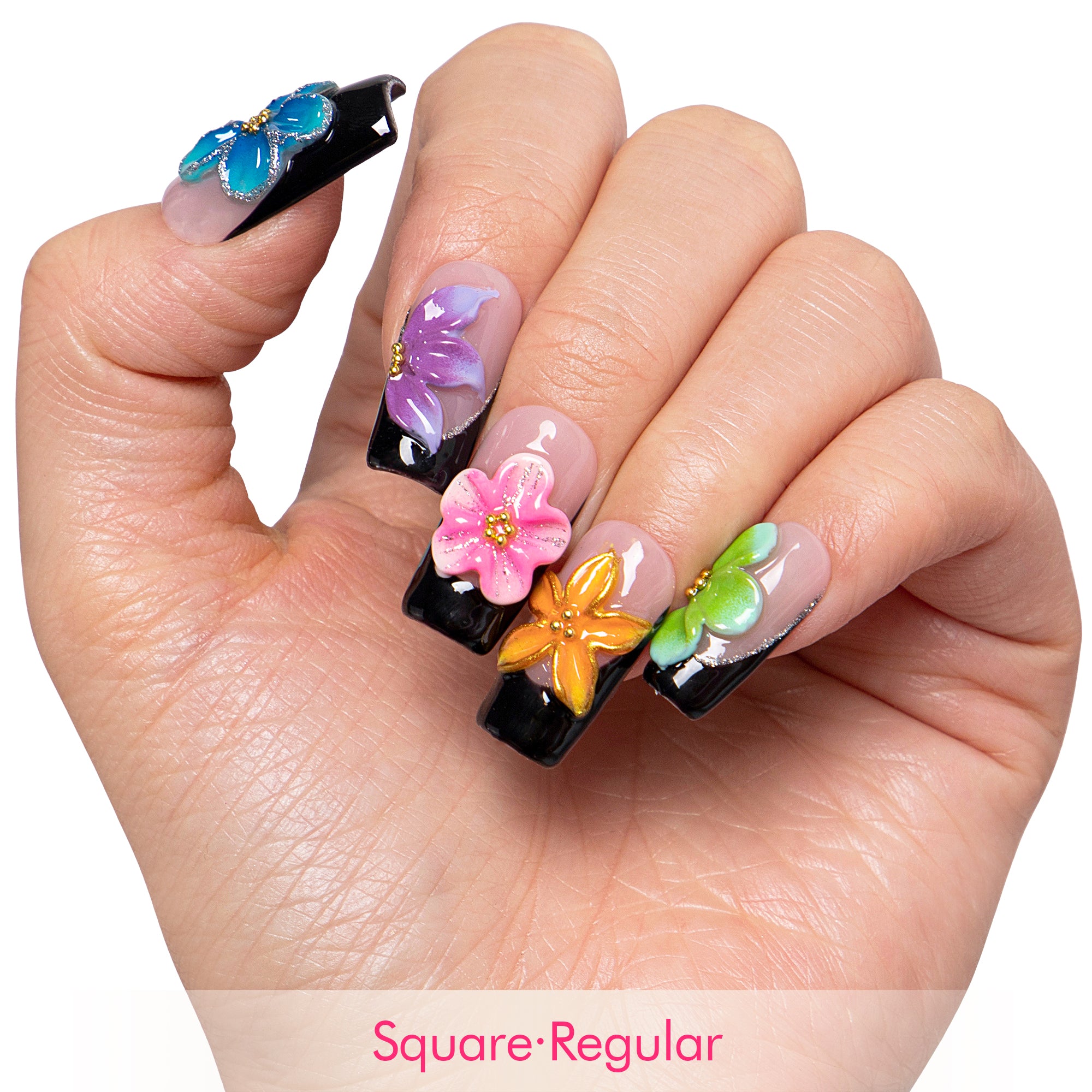 Fiery Bloom Handmade Nails H719