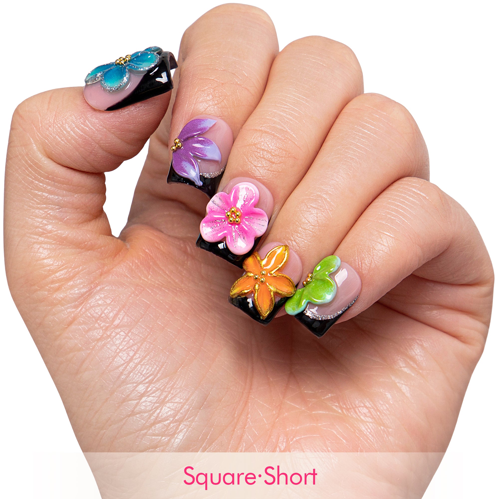 Fiery Bloom Handmade Nails H719