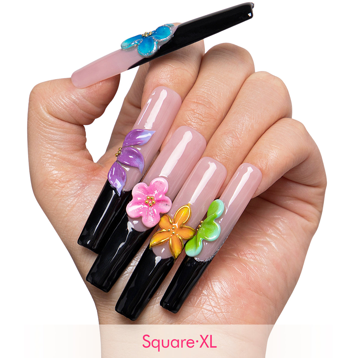 Fiery Bloom Handmade Nails H719