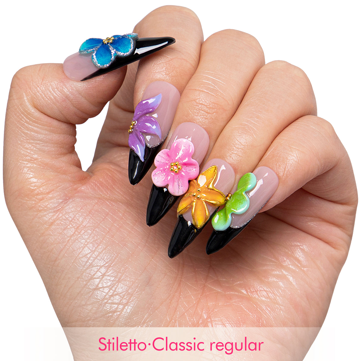 Fiery Bloom Handmade Nails H719