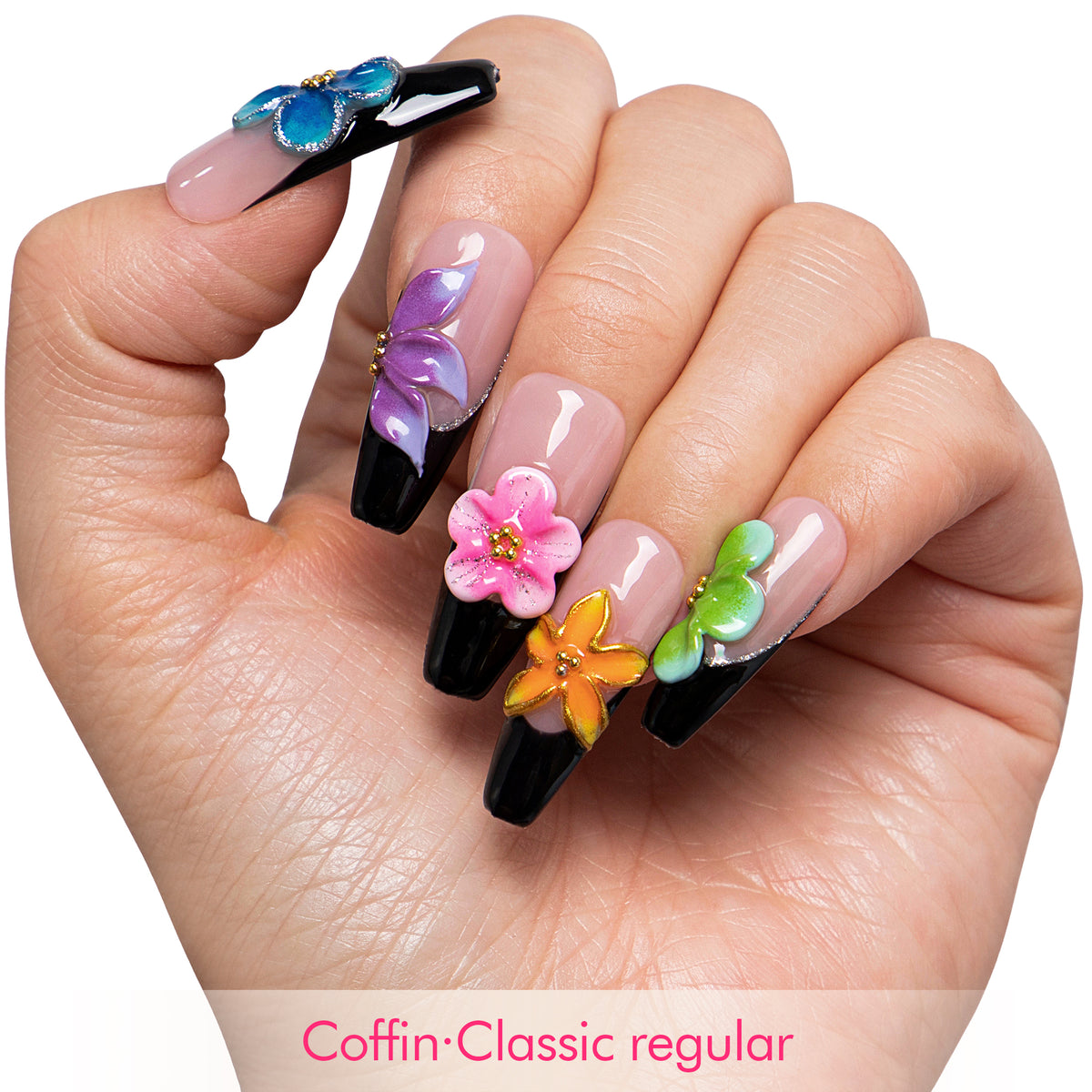 Fiery Bloom Handmade Nails H719