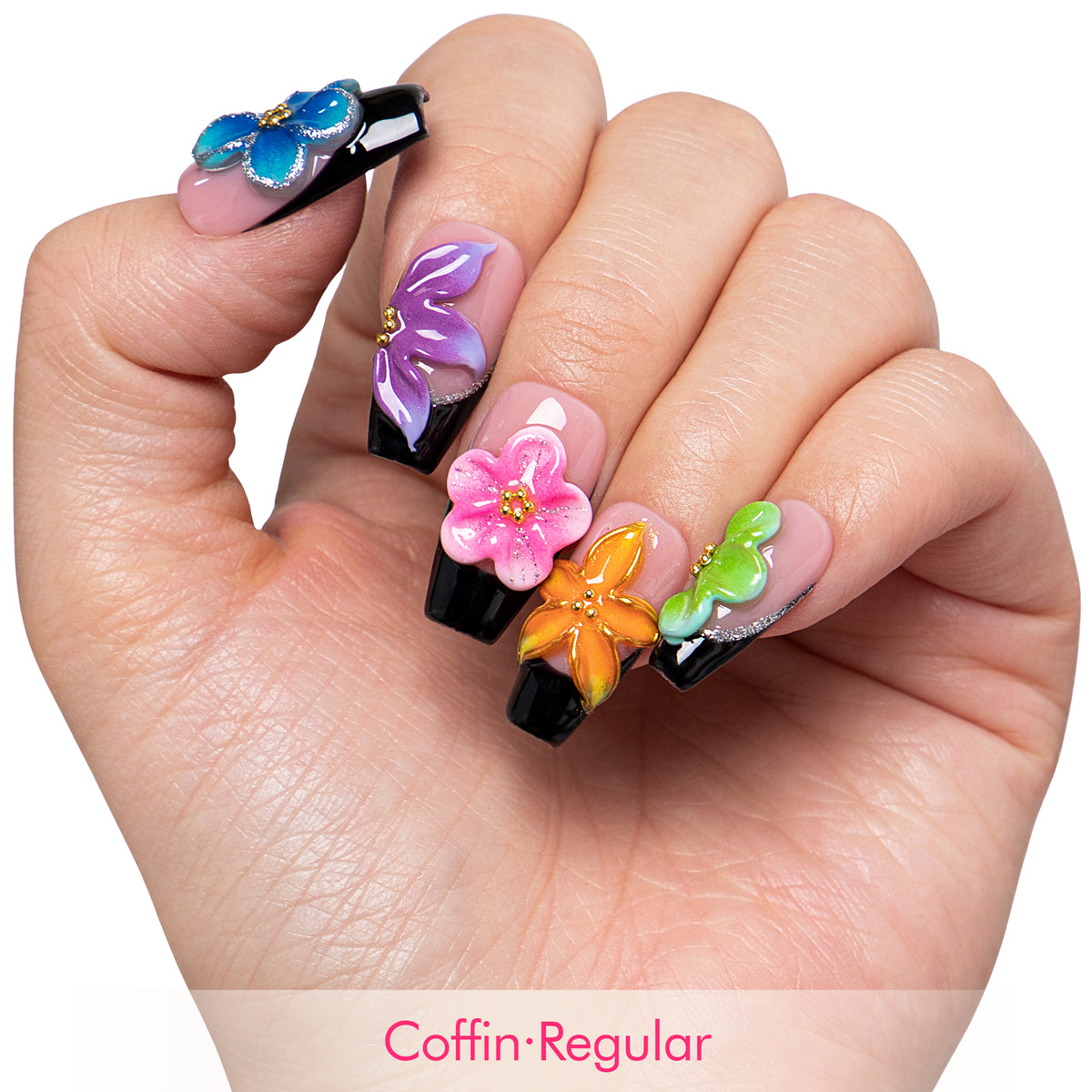 Fiery Bloom Handmade Nails H719