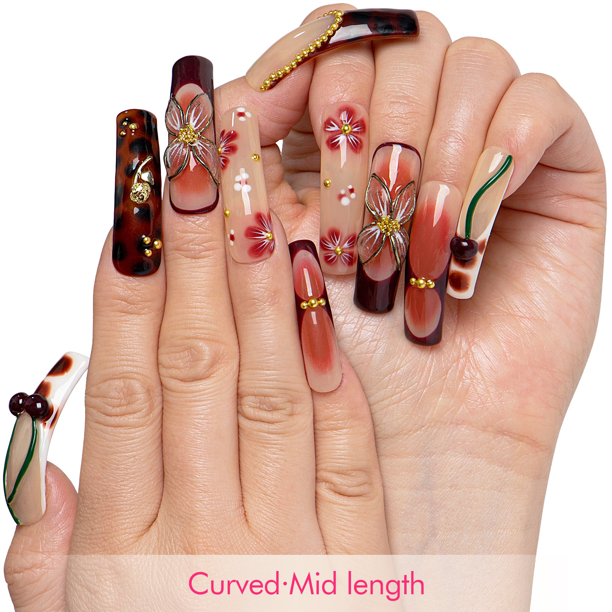 Vintage Cherry Handmade Nails H722