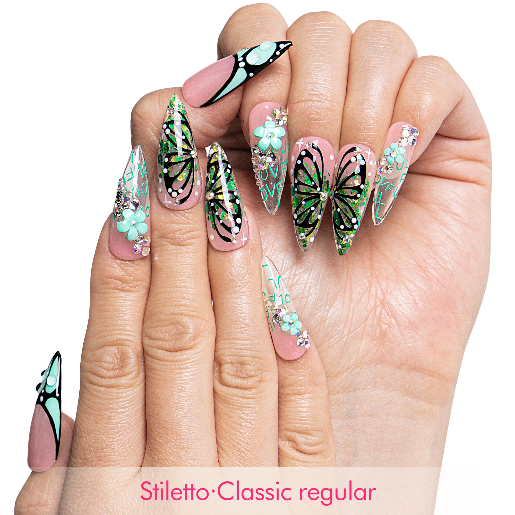 Teal Flutter Handmade Nails H724