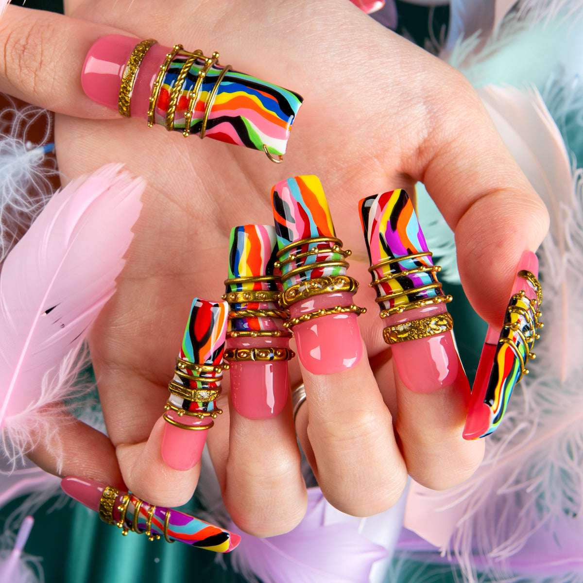 Sacred Stripe Handmade Nails H728