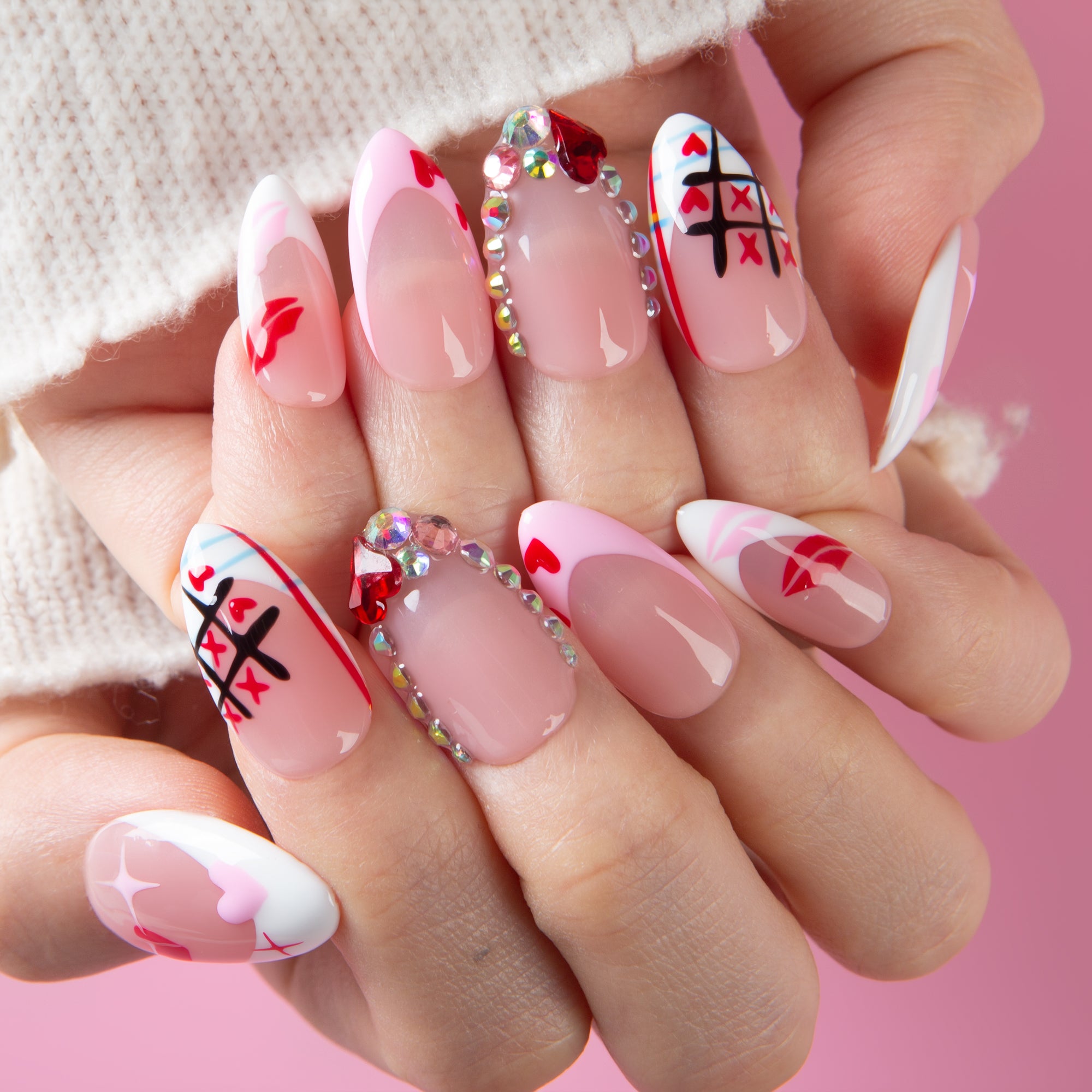 Heartbeat Diary Handmade Almond Nails H729 RTS