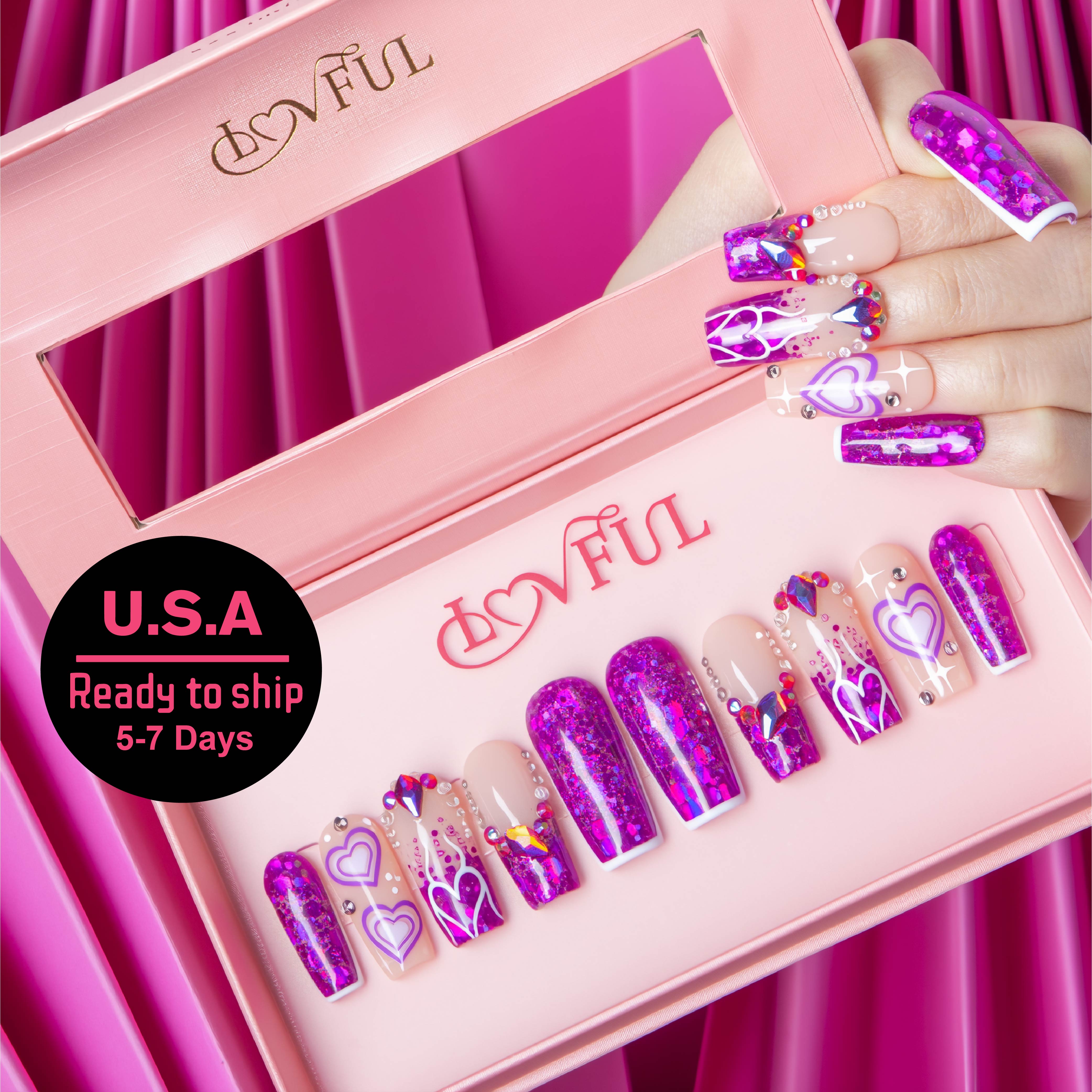 Violet Riot Handmade Square Nails H734 RTS