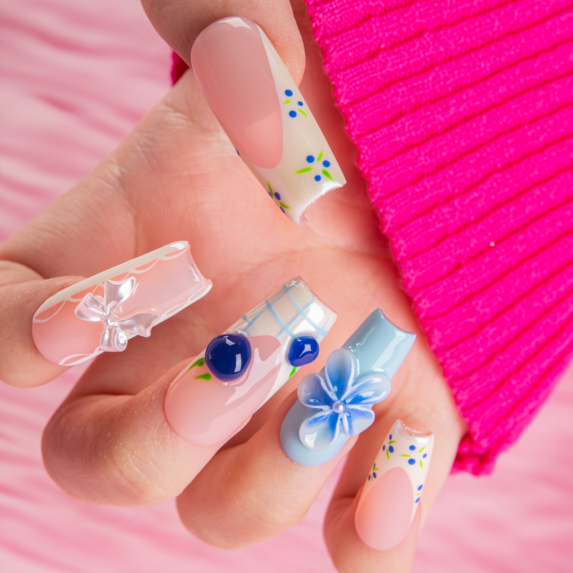 Blueberry Bloom Handmade Nails H736