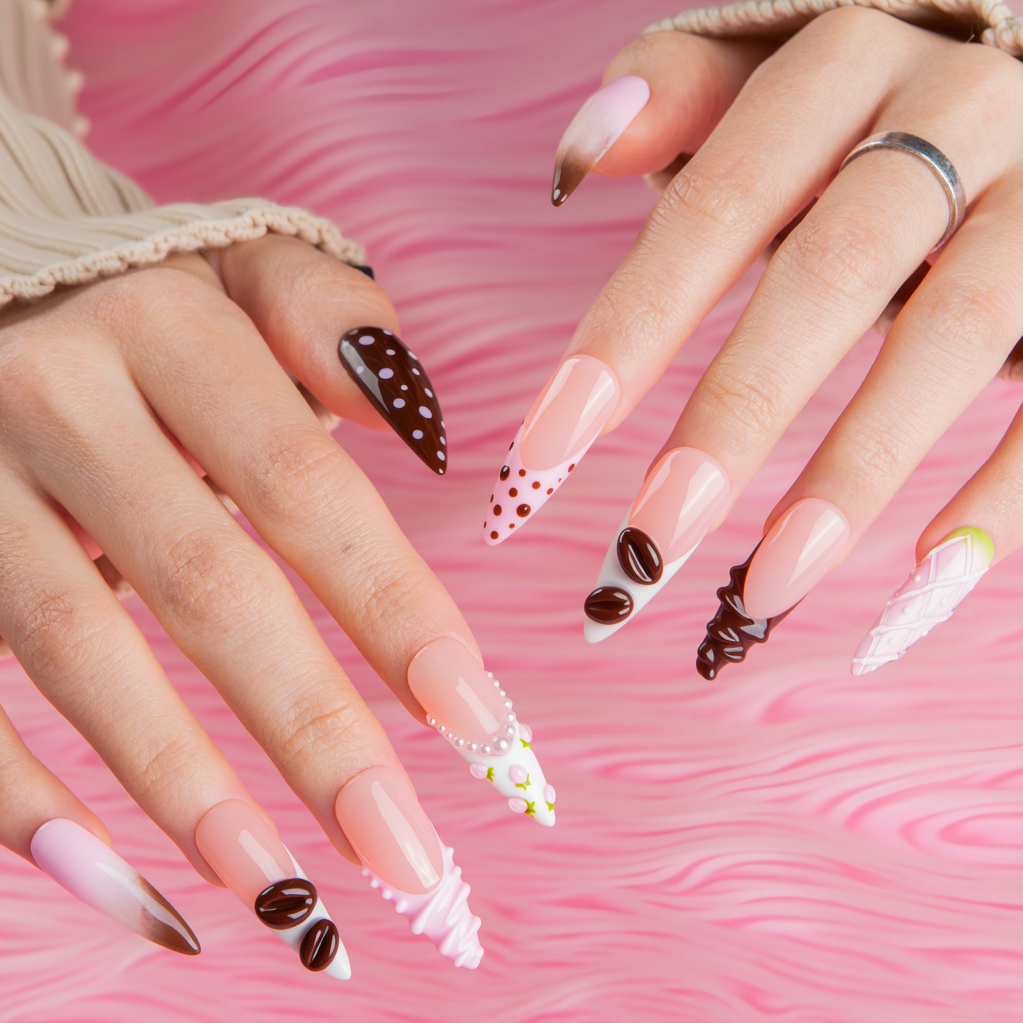 Cocoa Treat Handmade Nails H737