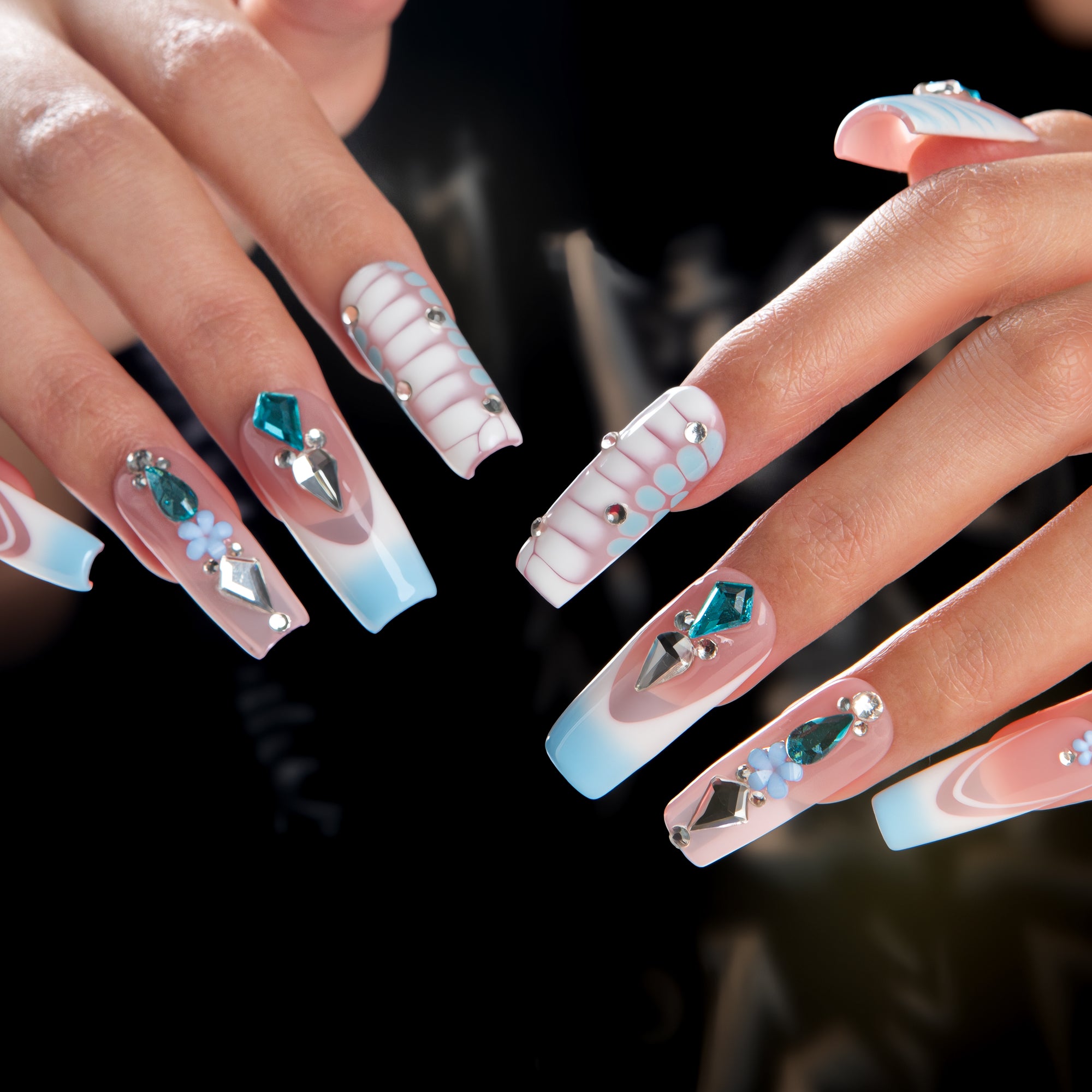 Glacier Jewel Handmade Nails H738