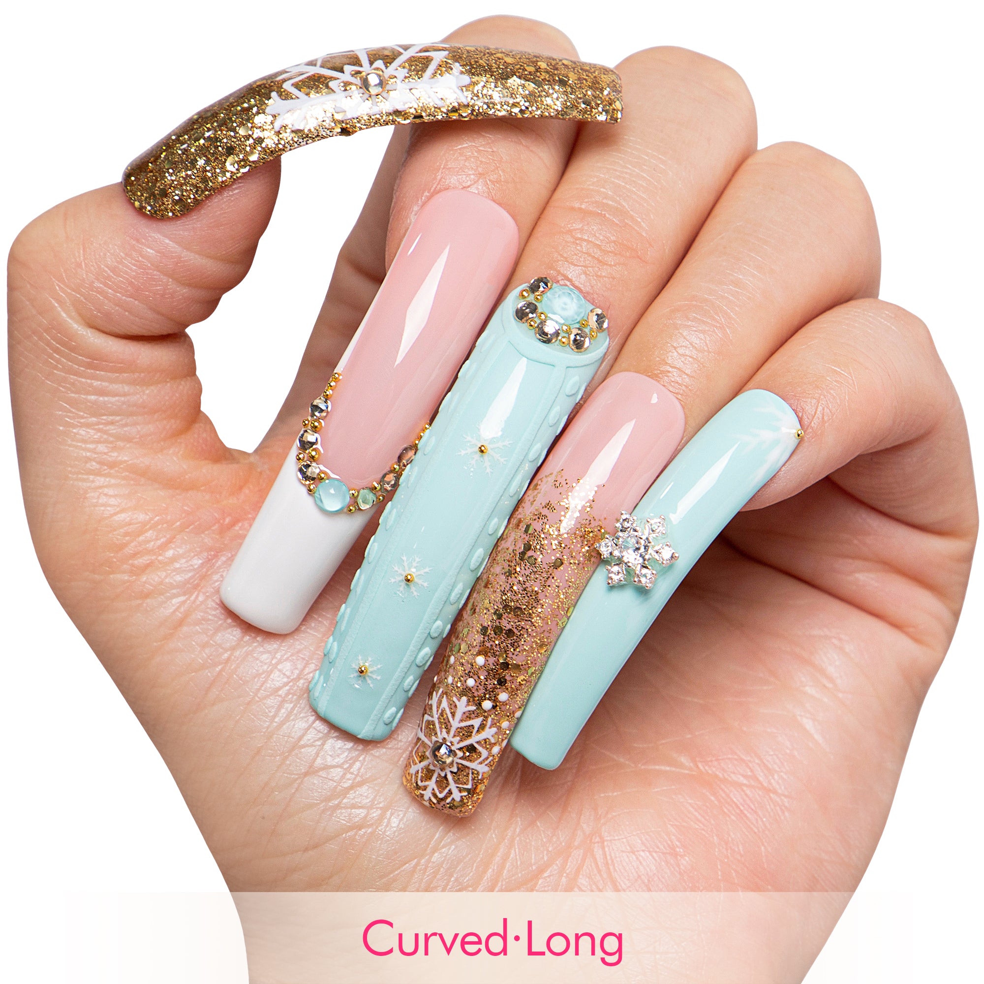 Gilded Snowfall Handmade Nails H739