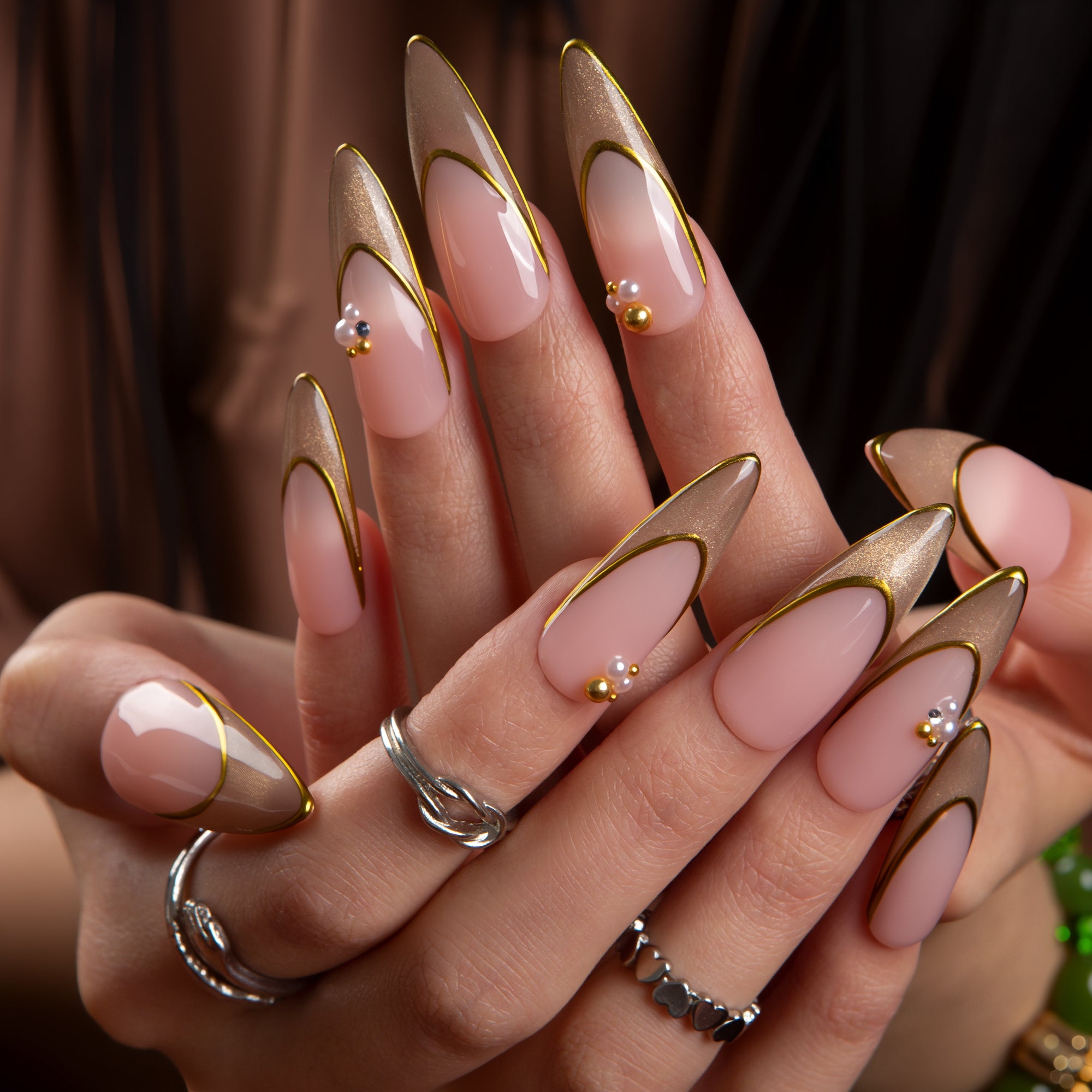 Soft Gilt Handmade Nails H741