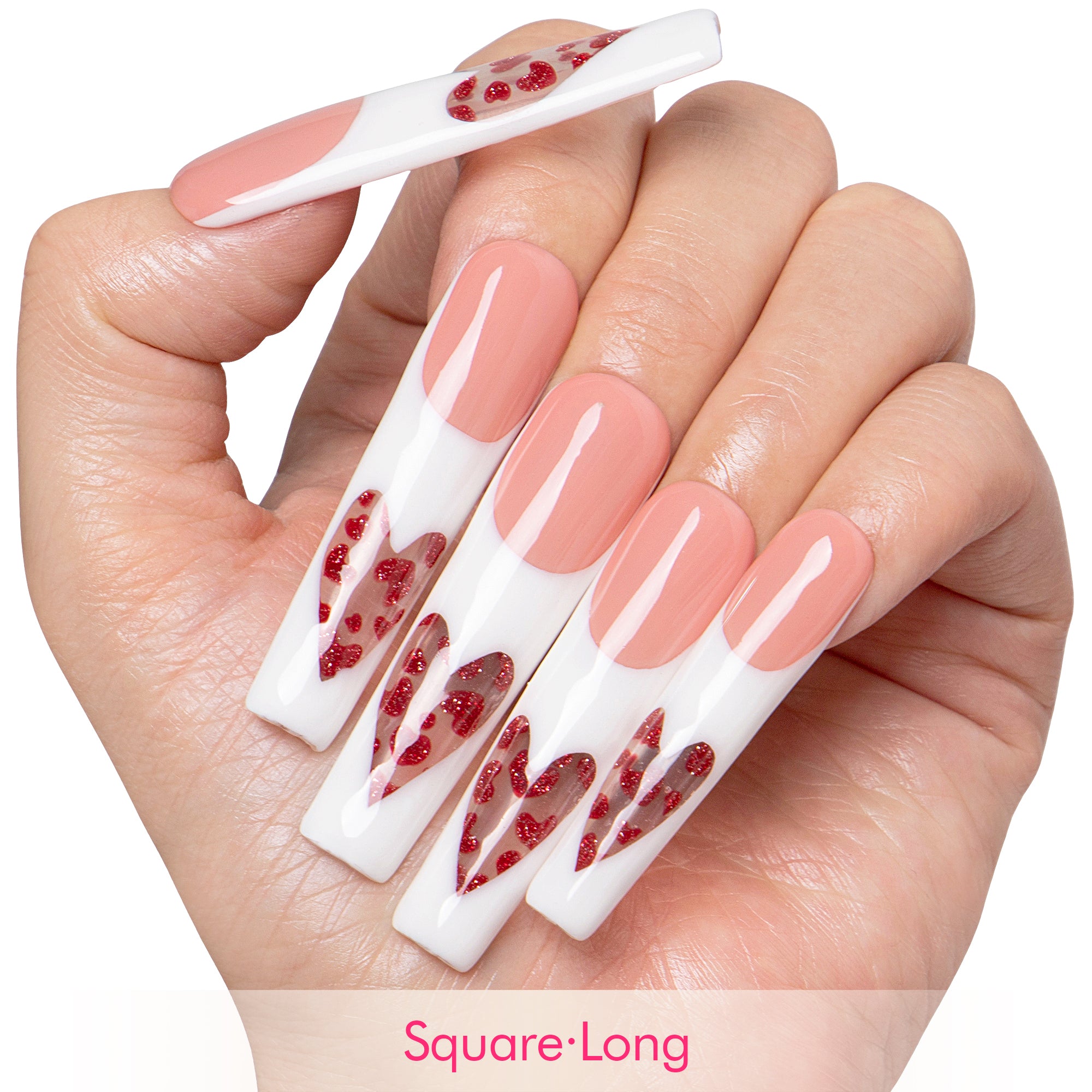 Glass Heart Handmade Nails H742