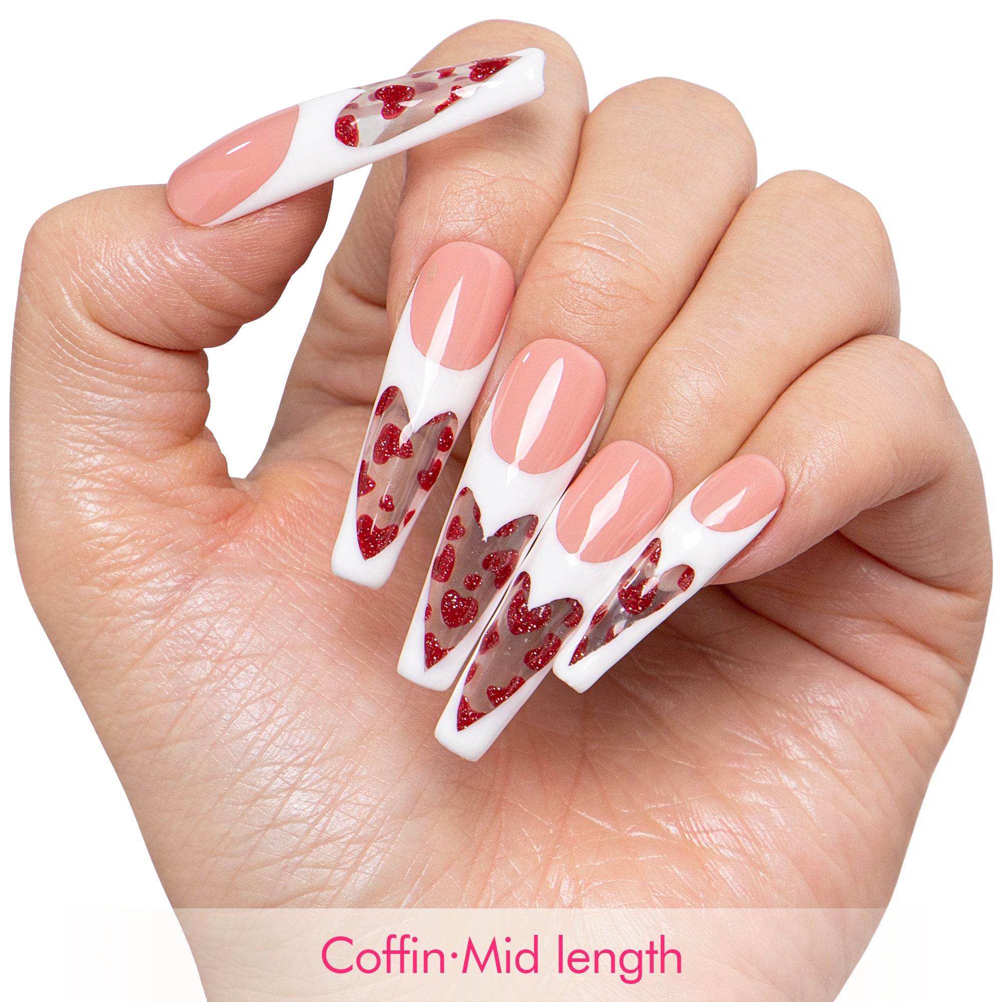 Glass Heart Handmade Nails H742
