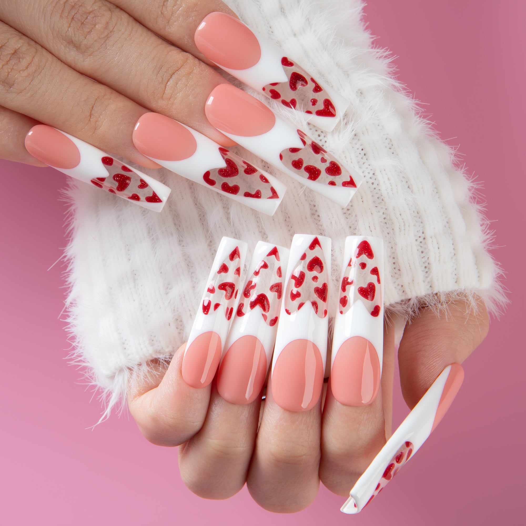 Glass Heart Handmade Nails H742