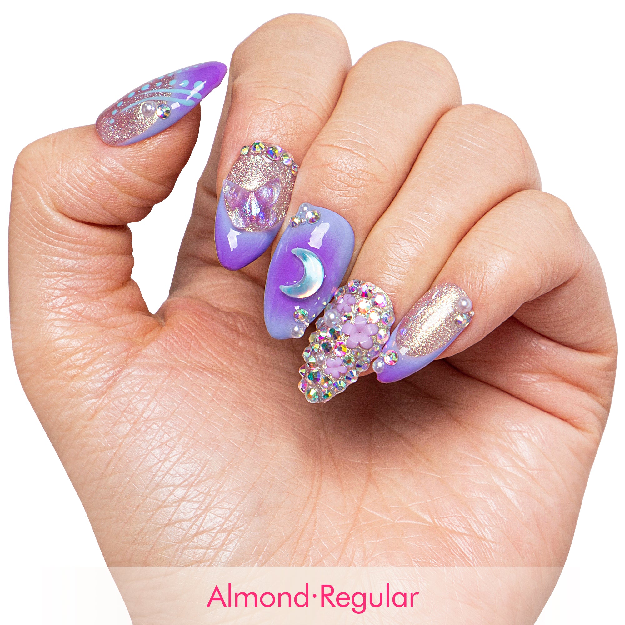 Lilac Stardust Handmade Nails H743