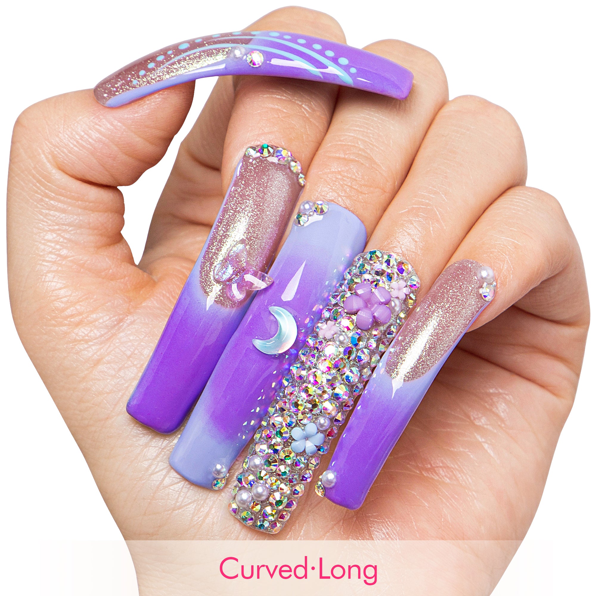 Lilac Stardust Handmade Nails H743