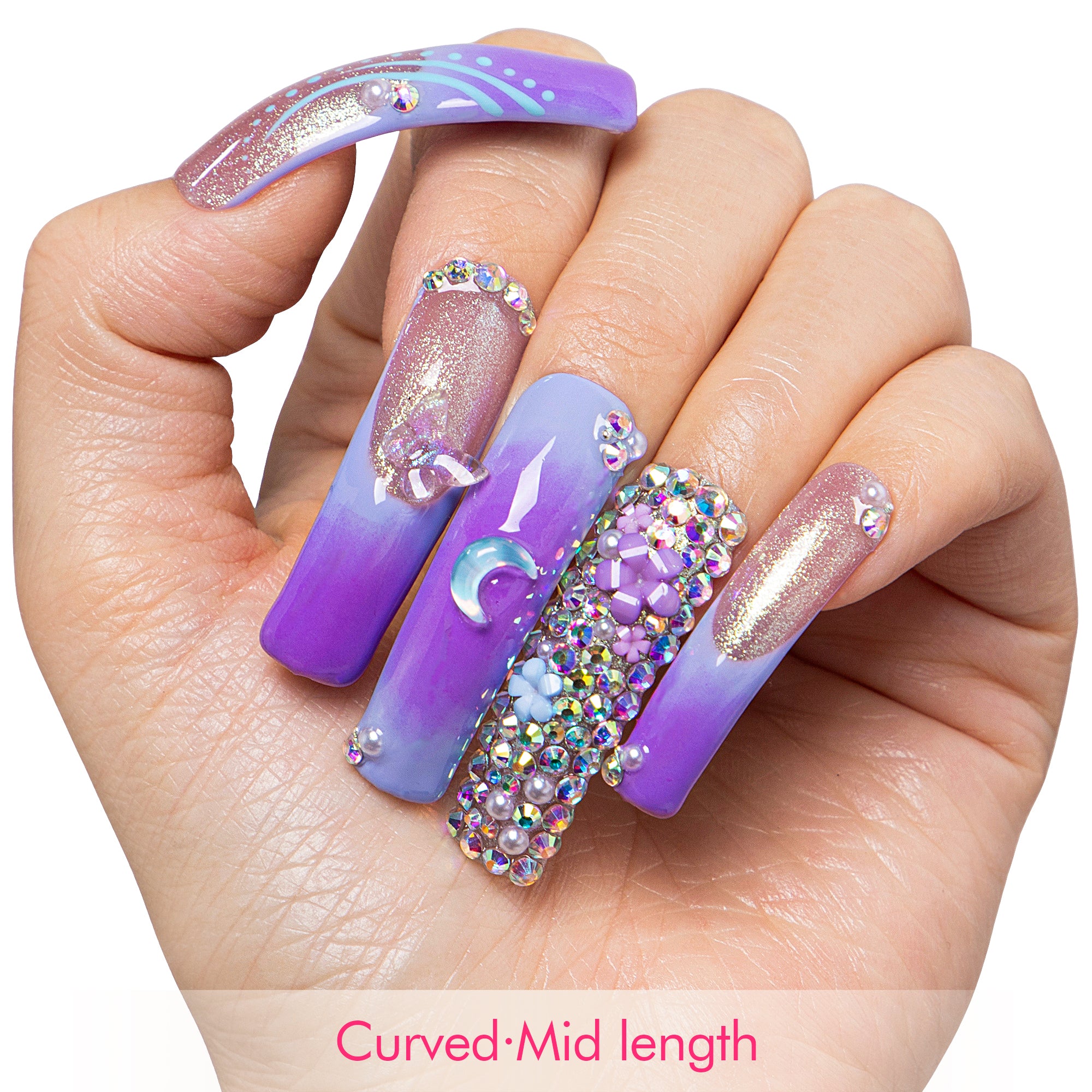 Lilac Stardust Handmade Nails H743