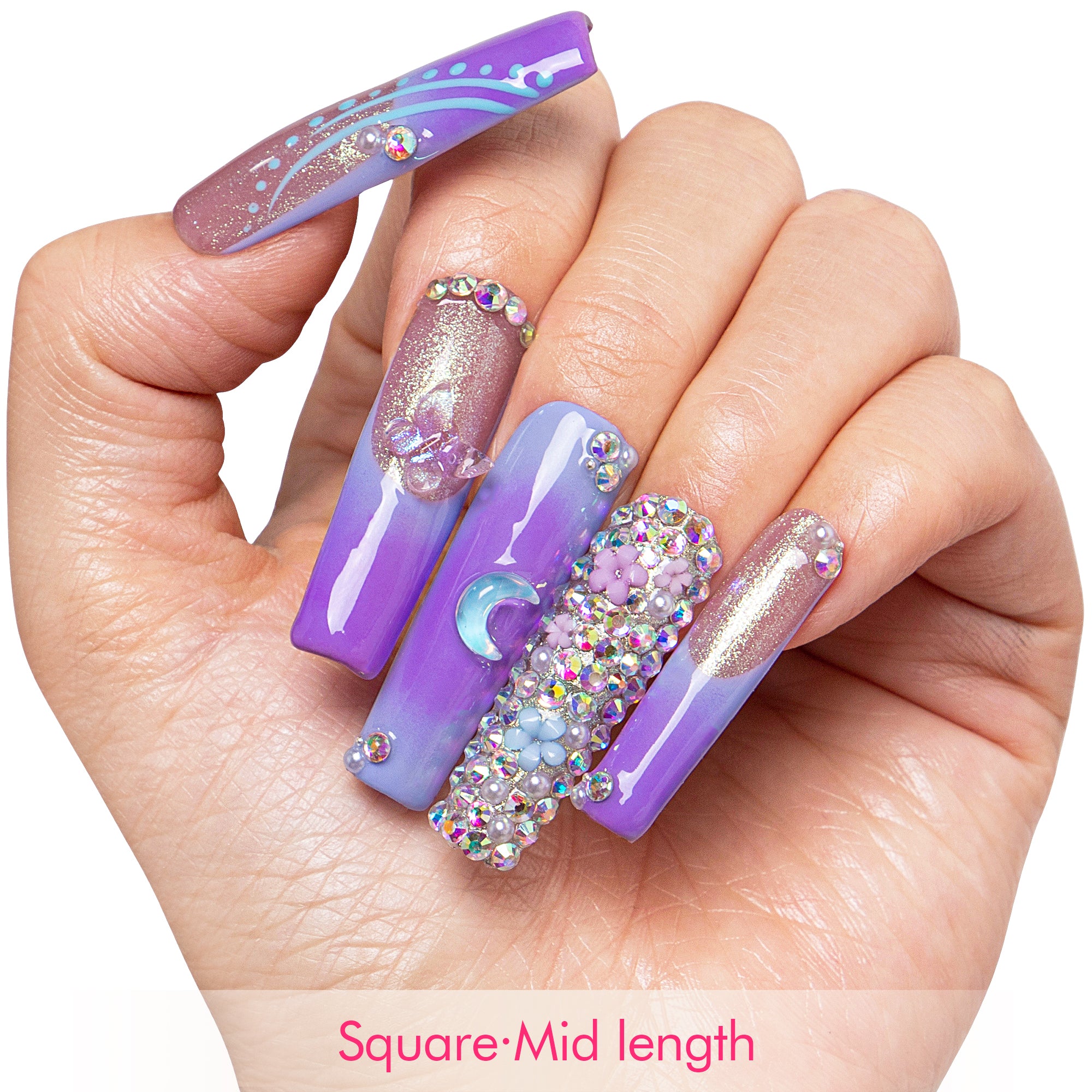 Lilac Stardust Handmade Nails H743