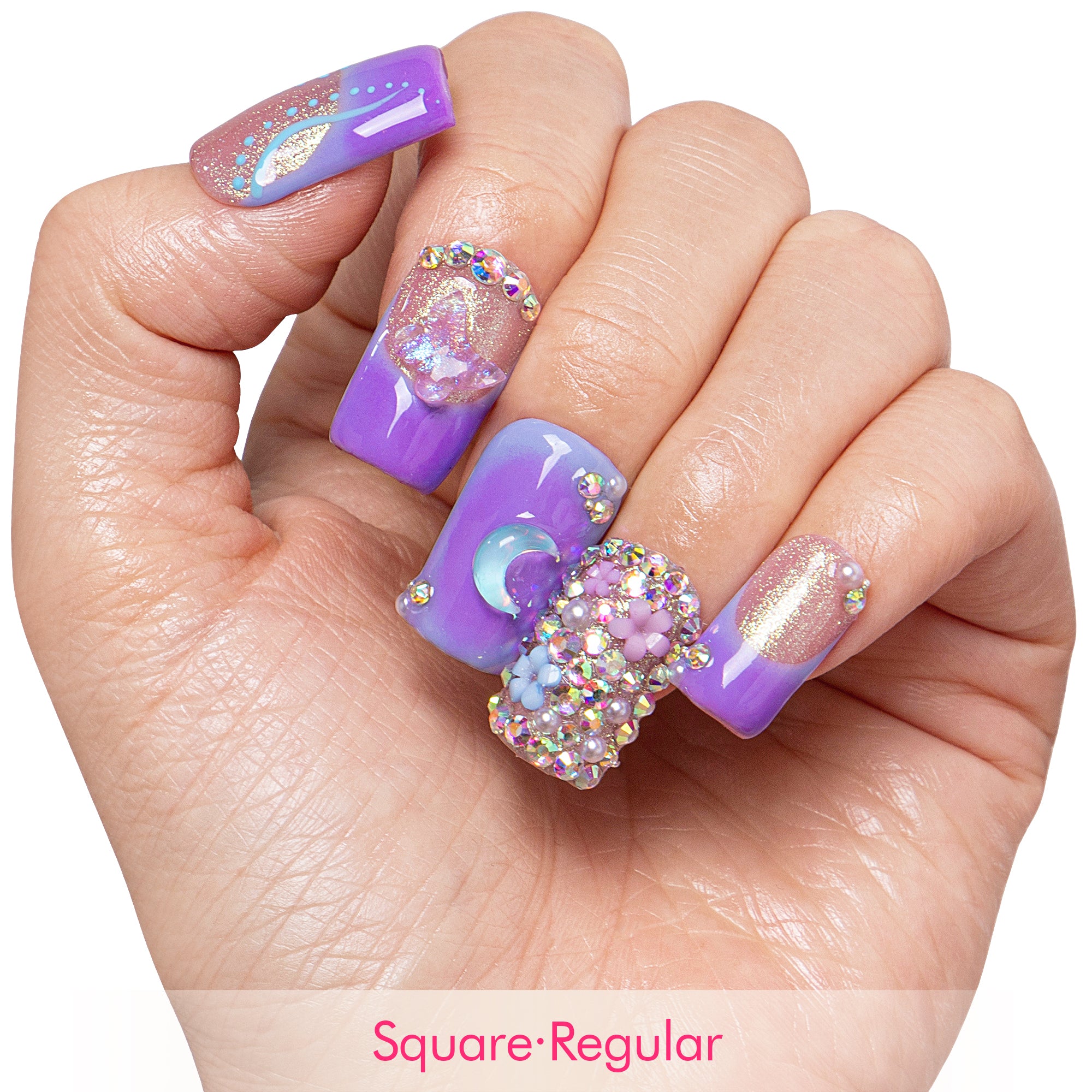 Lilac Stardust Handmade Nails H743