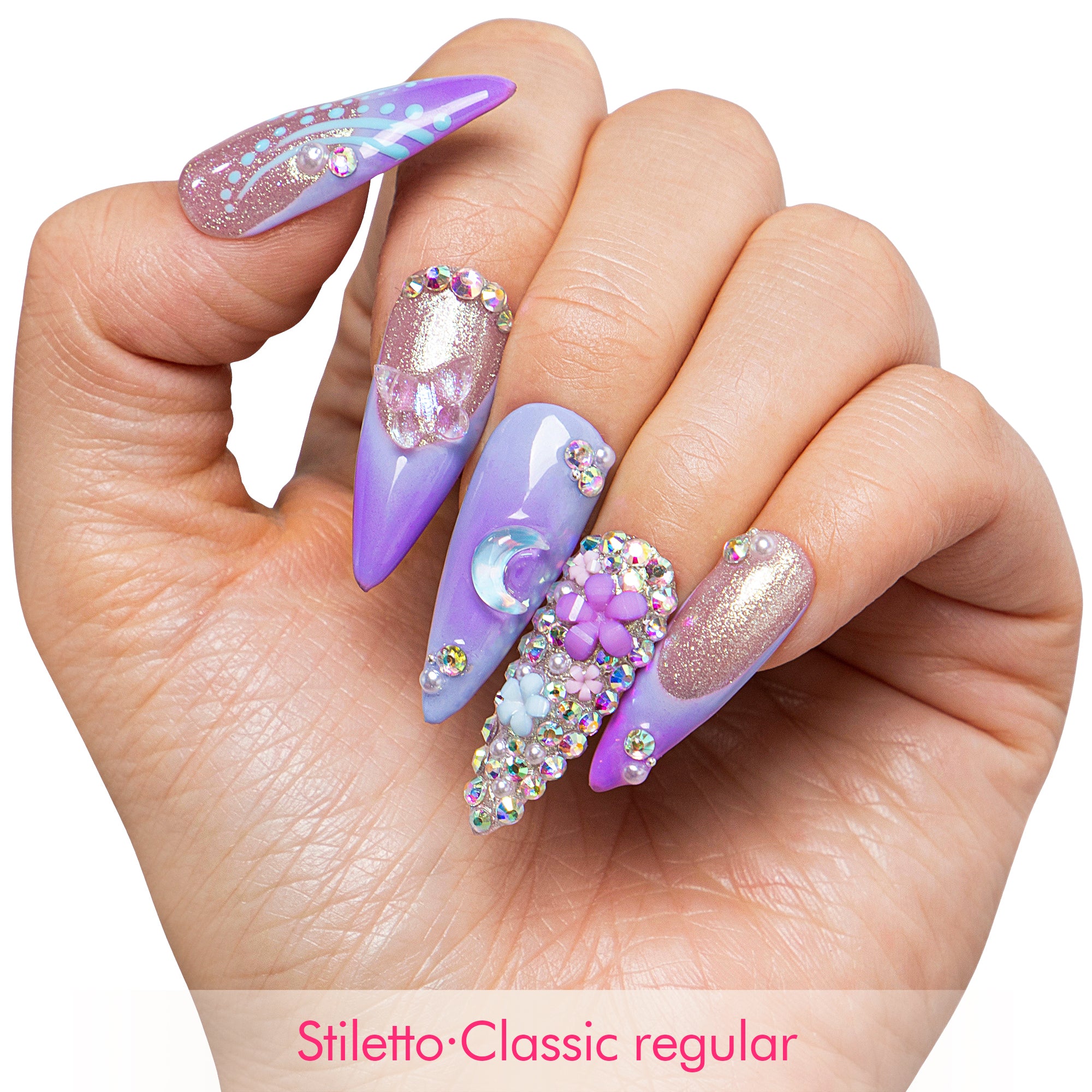 Lilac Stardust Handmade Nails H743
