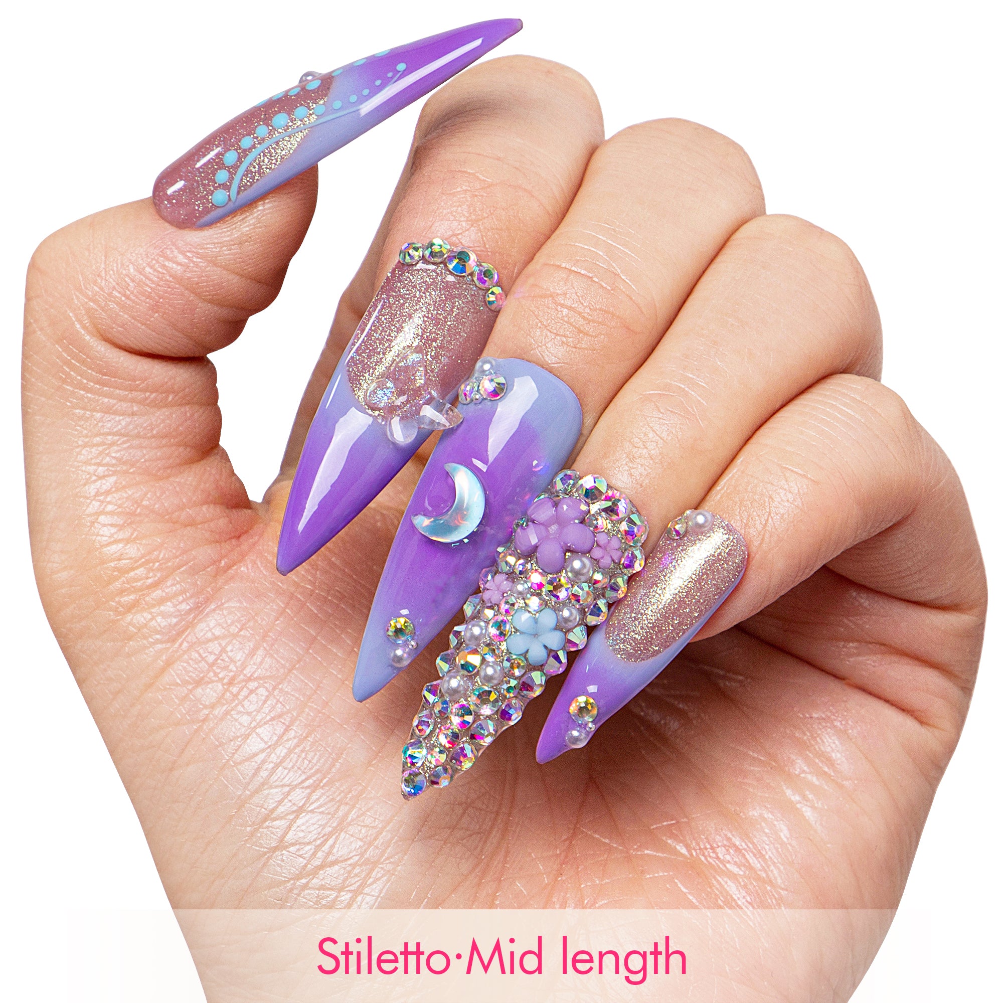 Lilac Stardust Handmade Nails H743