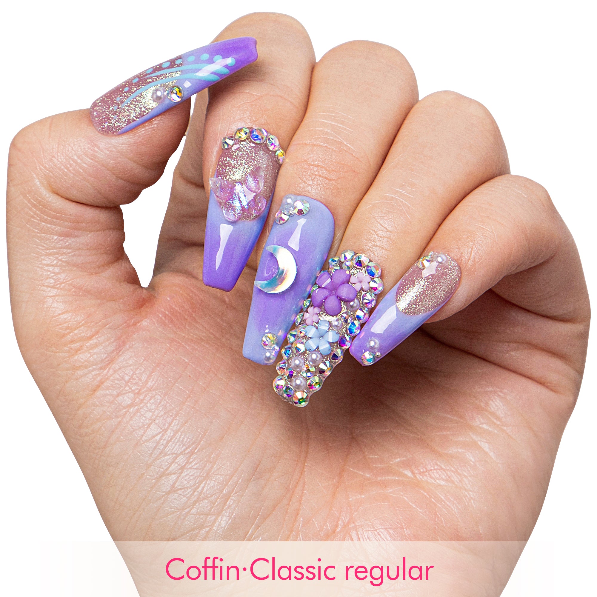 Lilac Stardust Handmade Nails H743