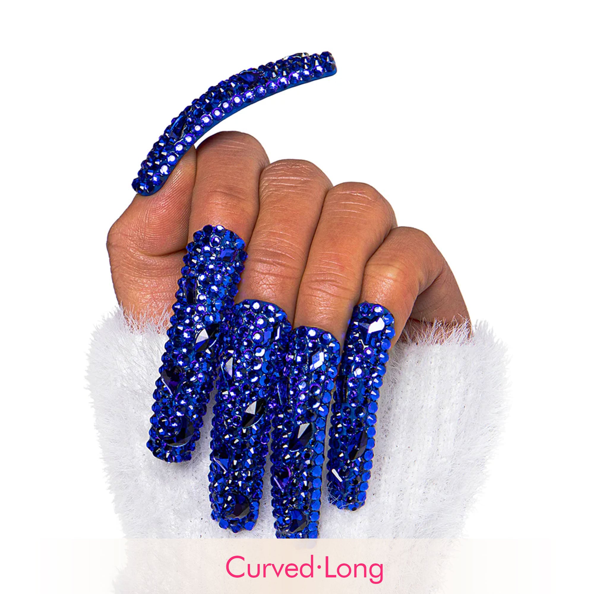Deep Sea Classic Rhinestone Handmade Nails H75