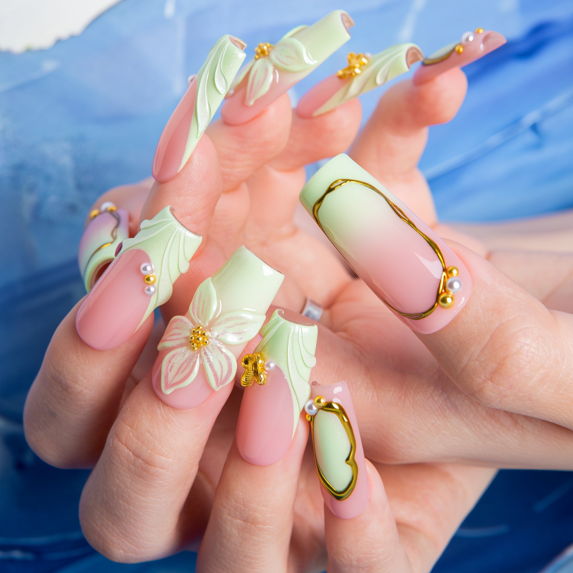 Mint Petal Handmade Nails H761