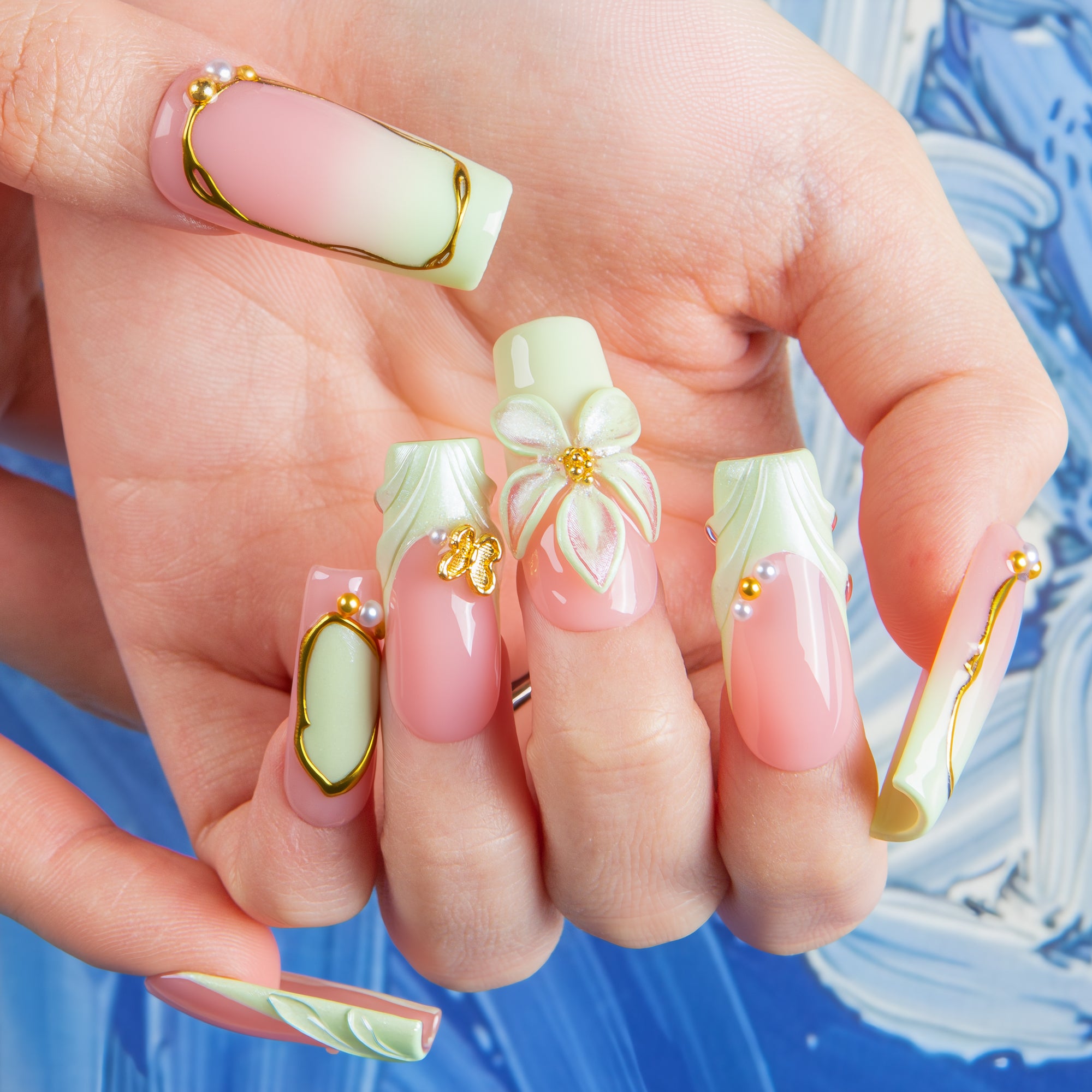 Mint Petal Handmade Nails H761