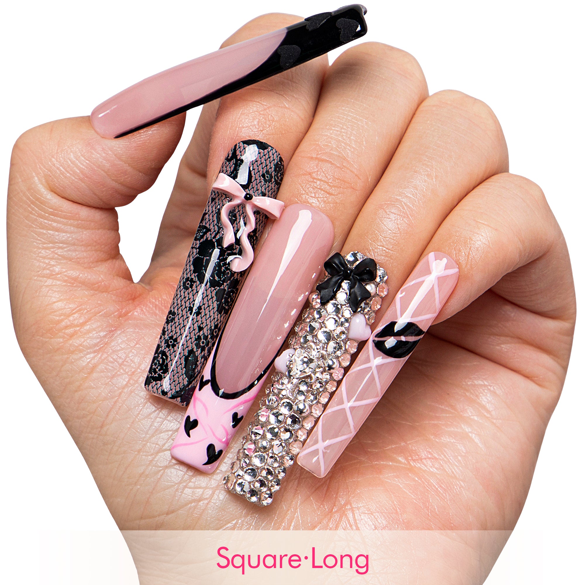 Pink After Midnight Handmade Nails H762