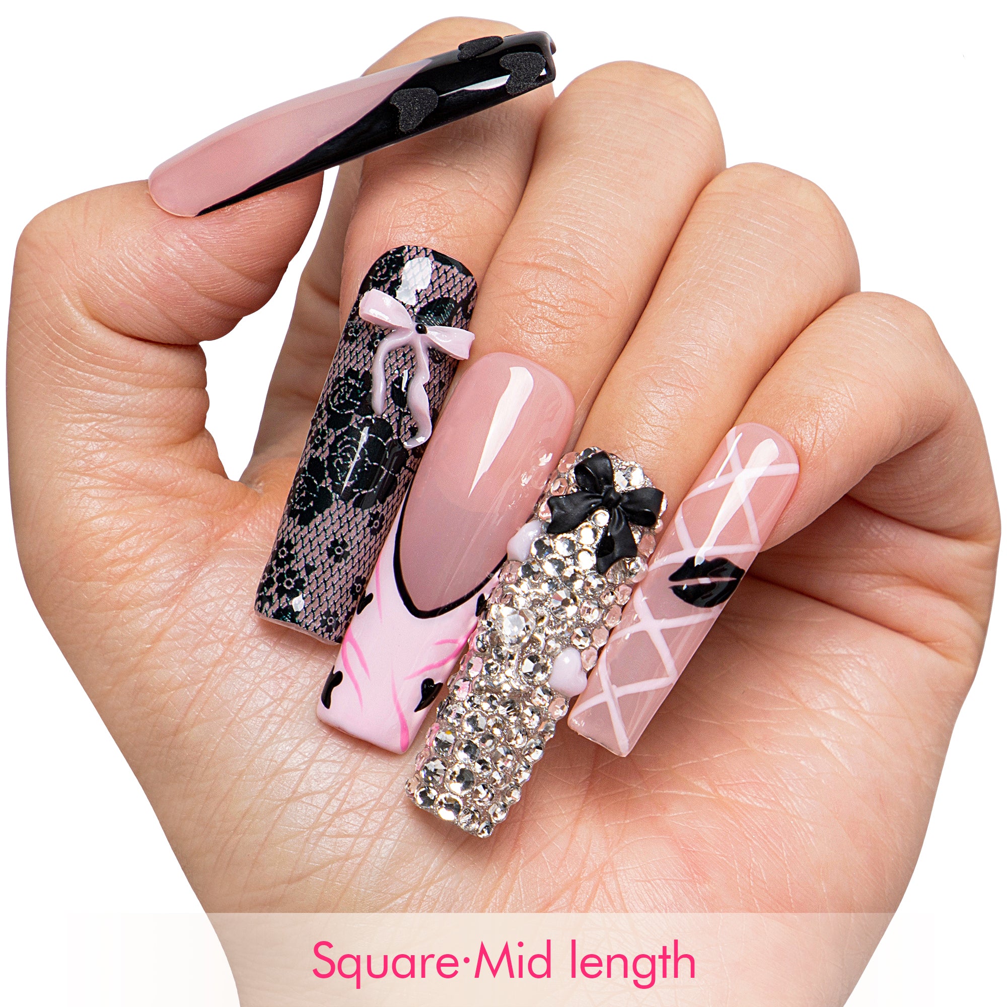 Pink After Midnight Handmade Nails H762