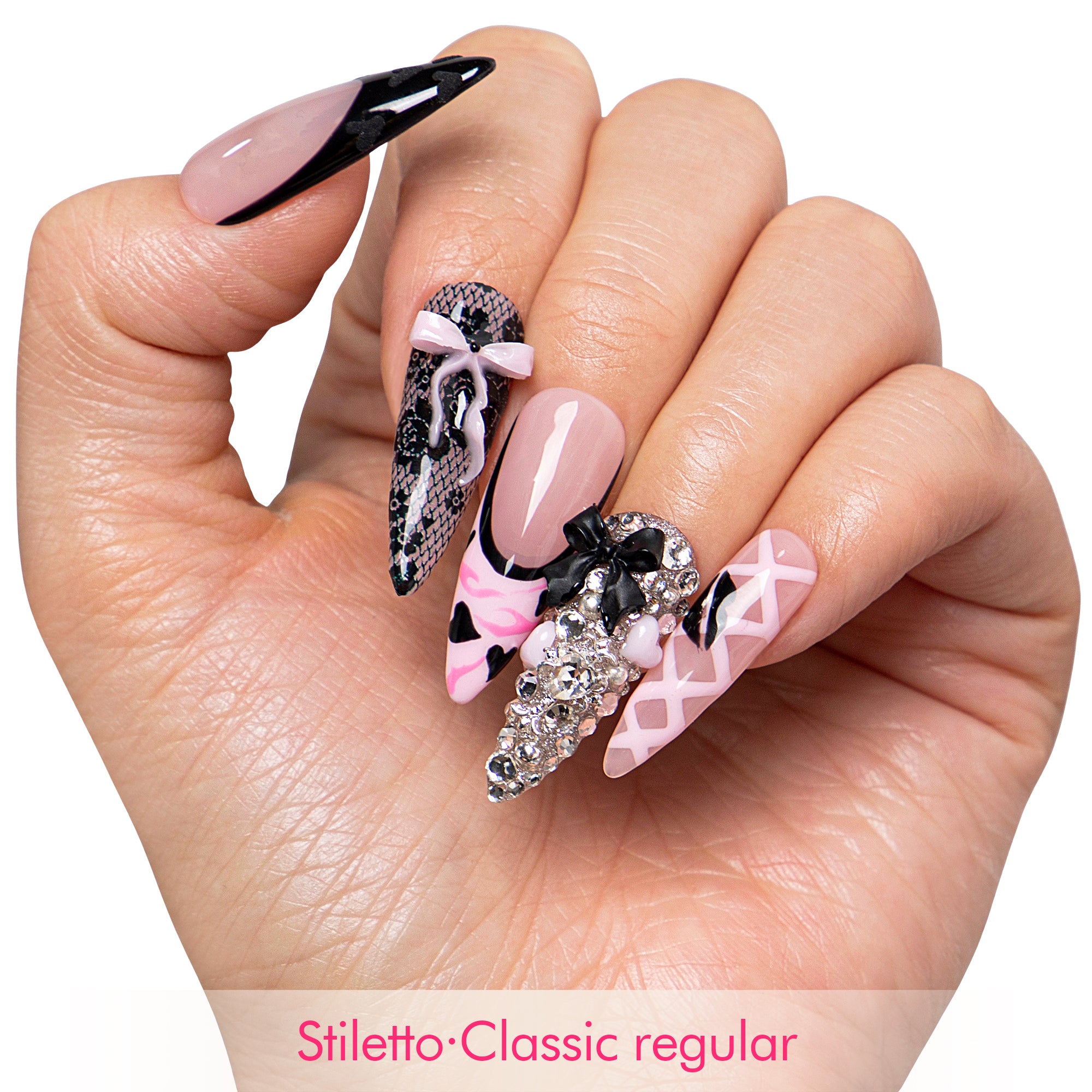 Pink After Midnight Handmade Nails H762
