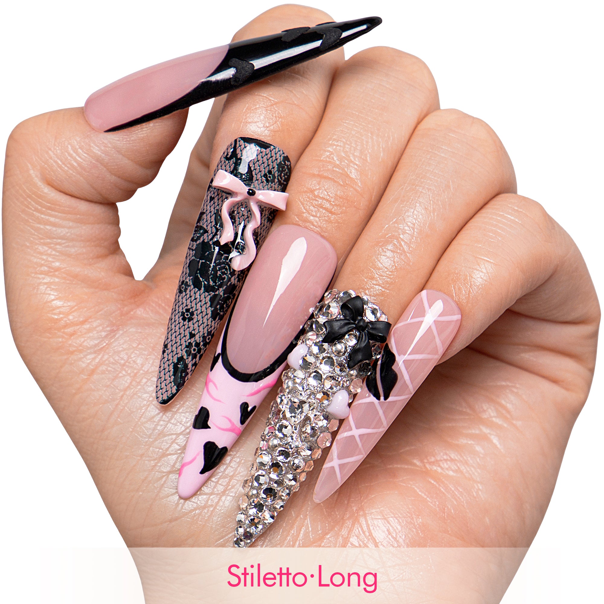 Pink After Midnight Handmade Nails H762