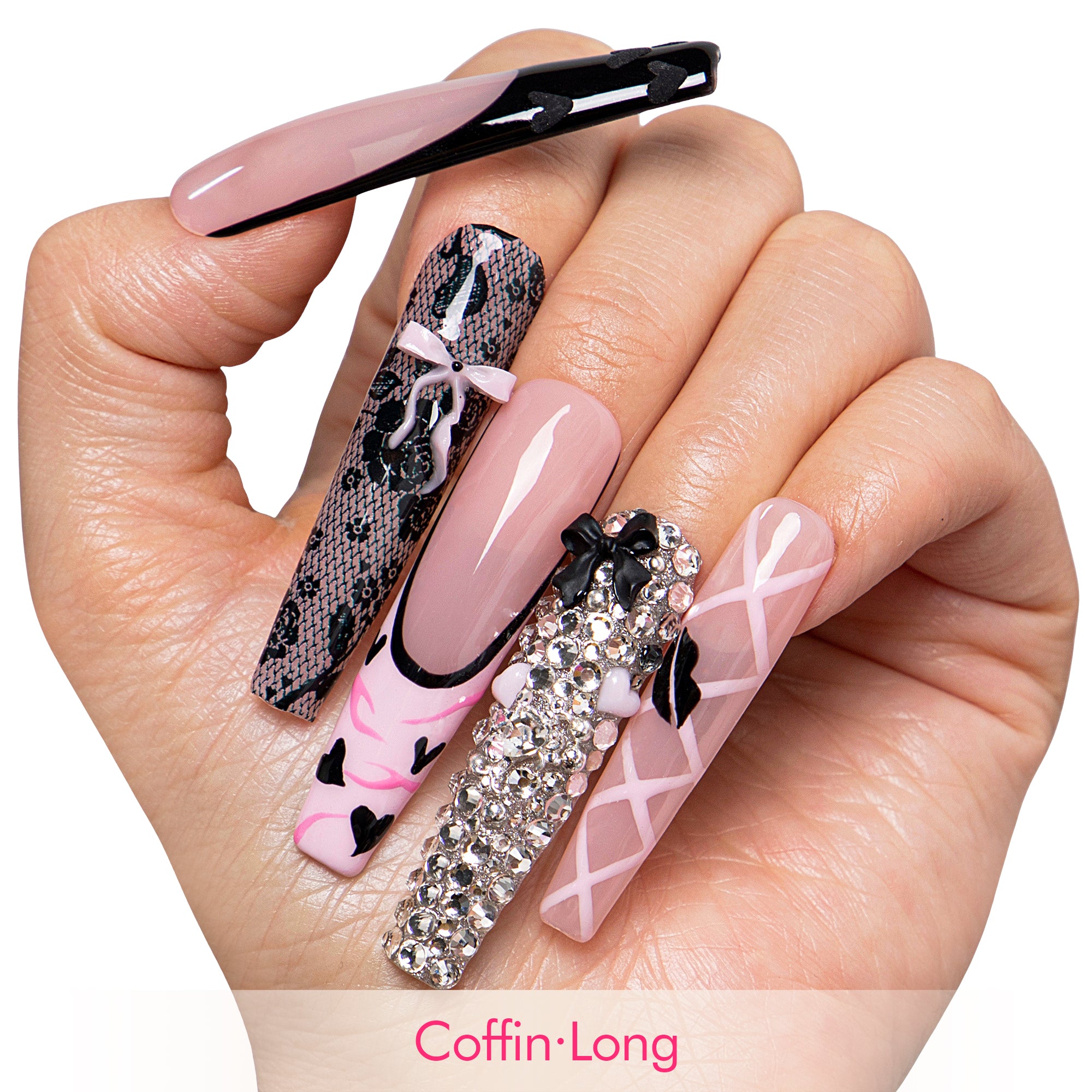 Pink After Midnight Handmade Nails H762