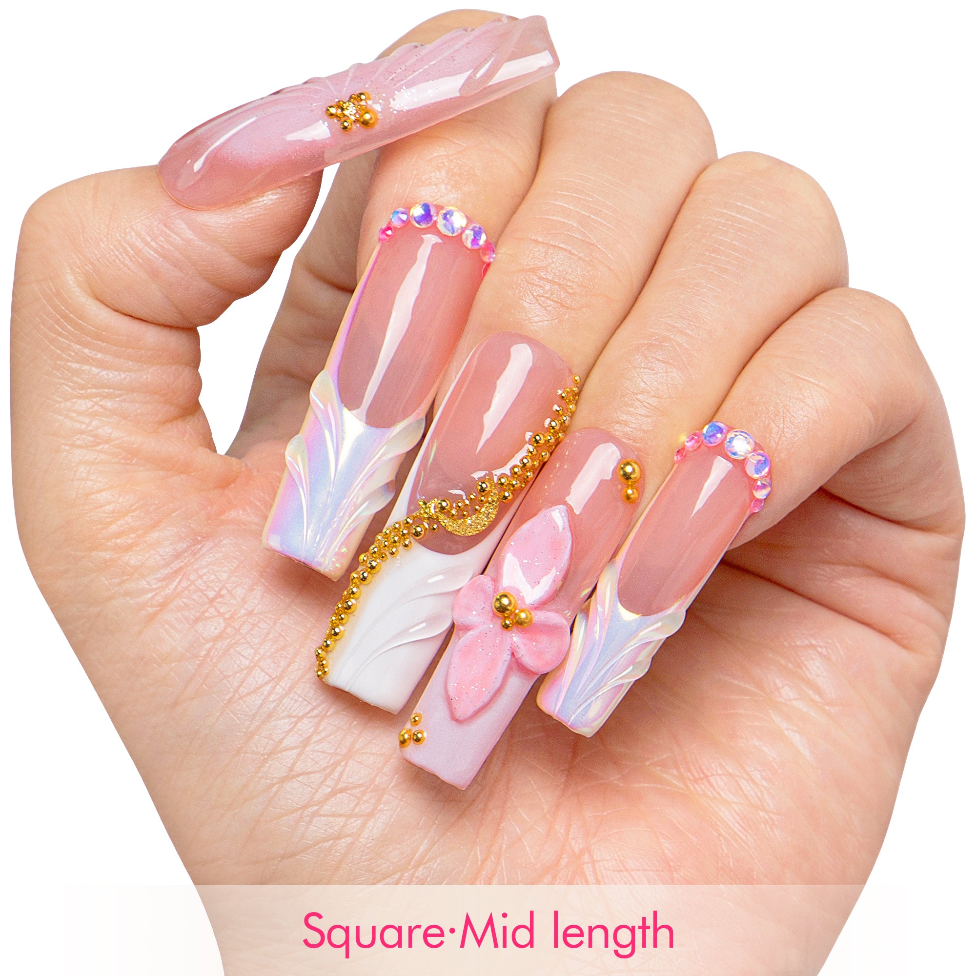 Pink Glow Handmade Nails H769