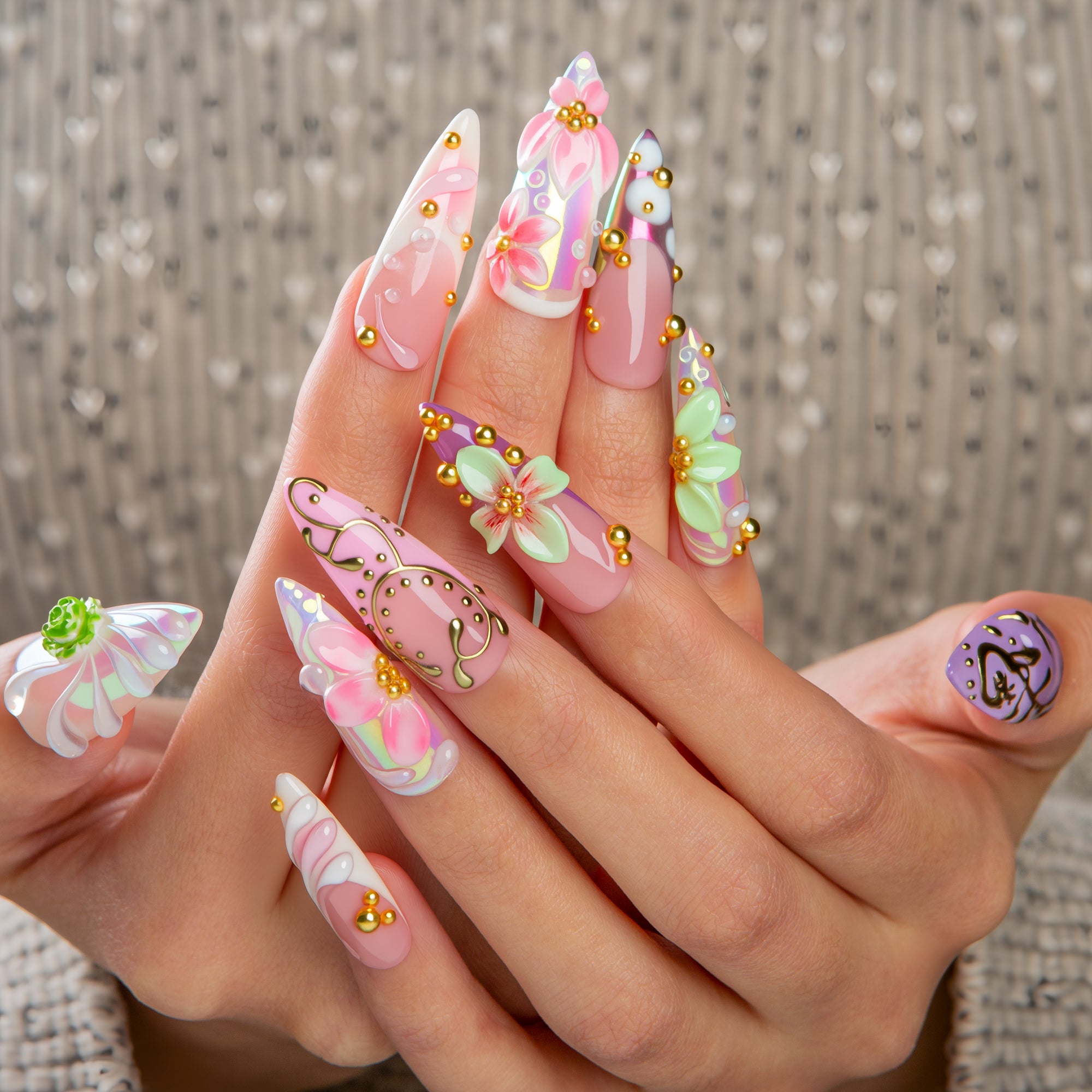 Iridescent Garden Handmade Nails H775