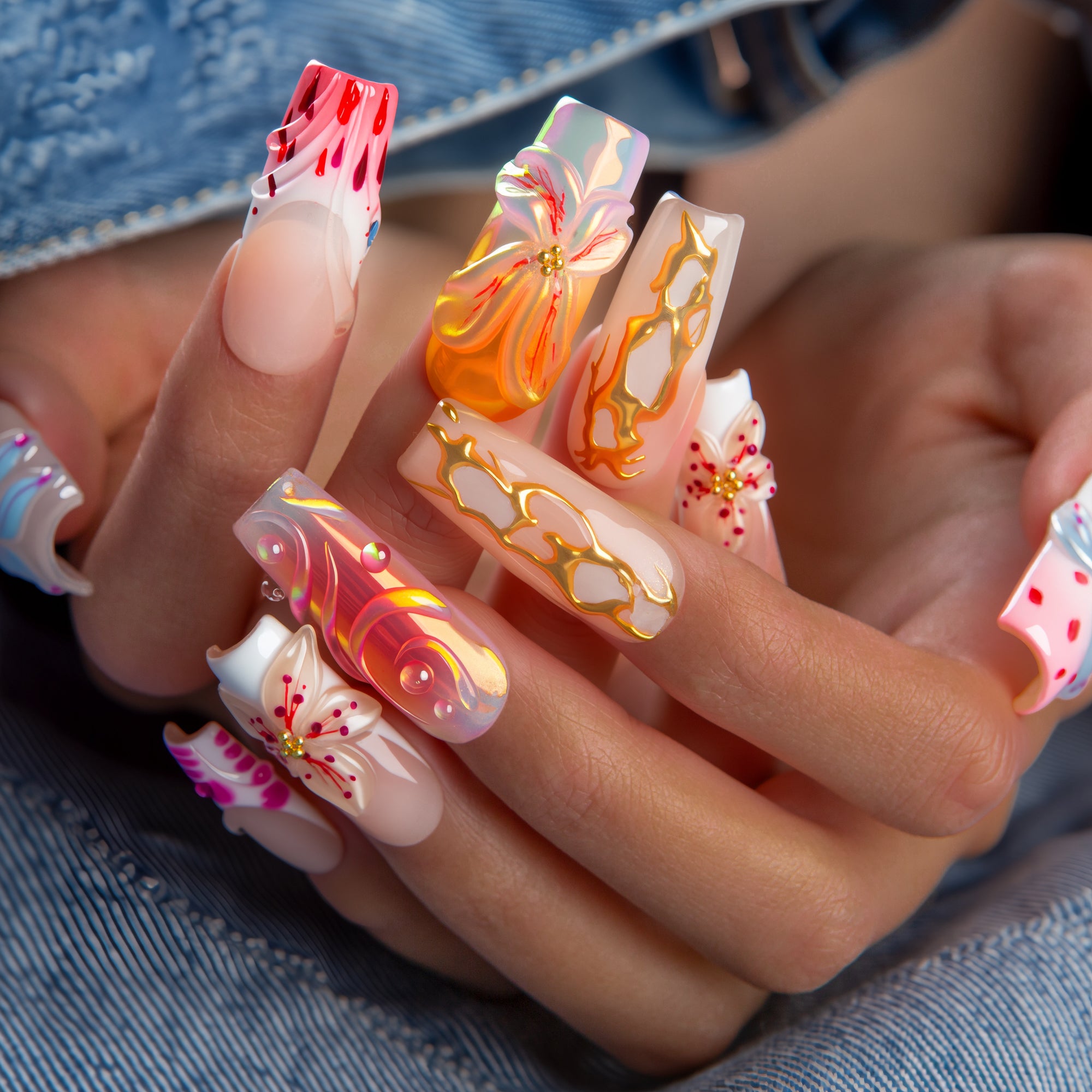 Sunlit Petals Handmade Nails H776