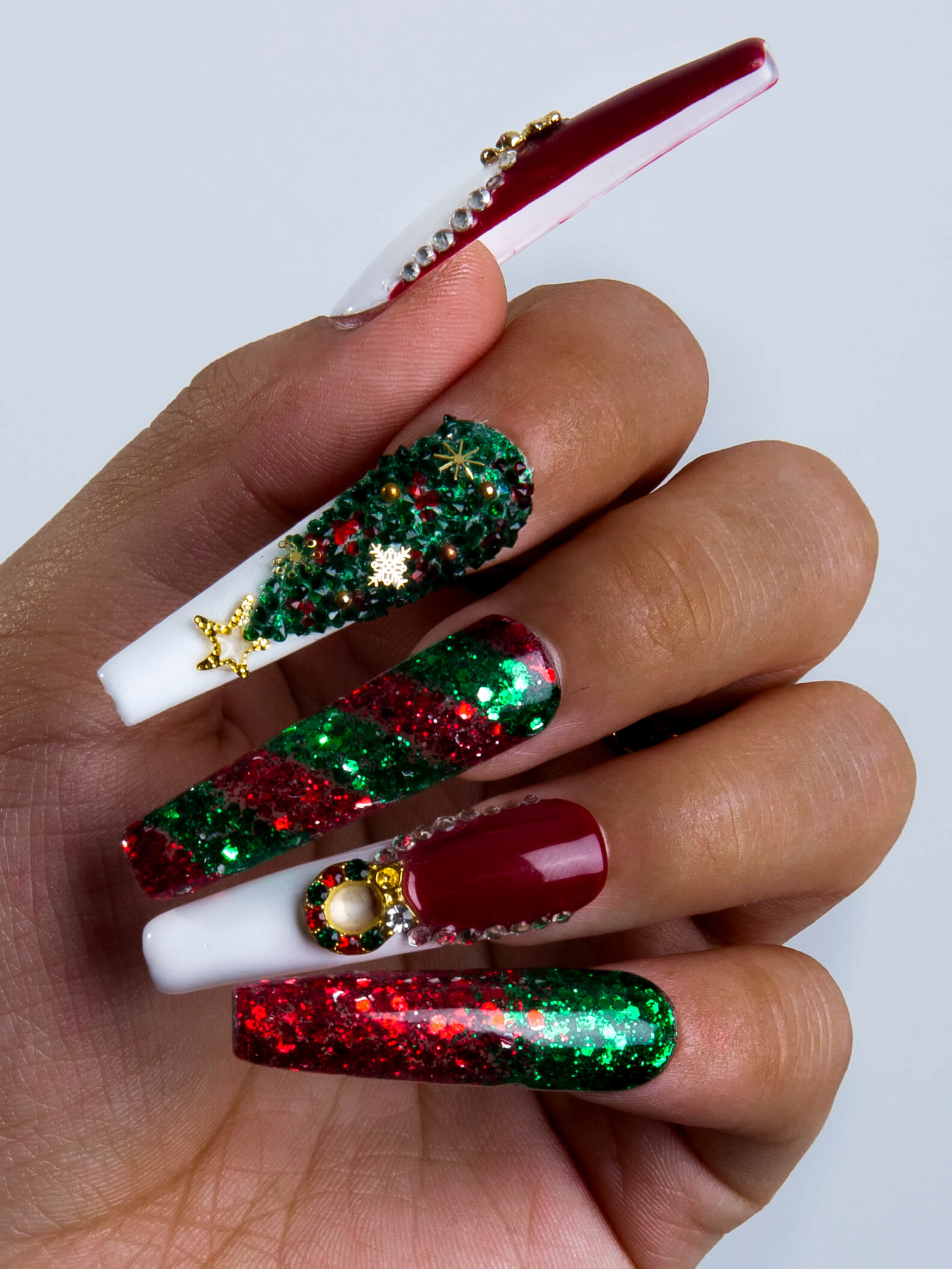 Merry Christmas Handmade Nails 24pcs H78