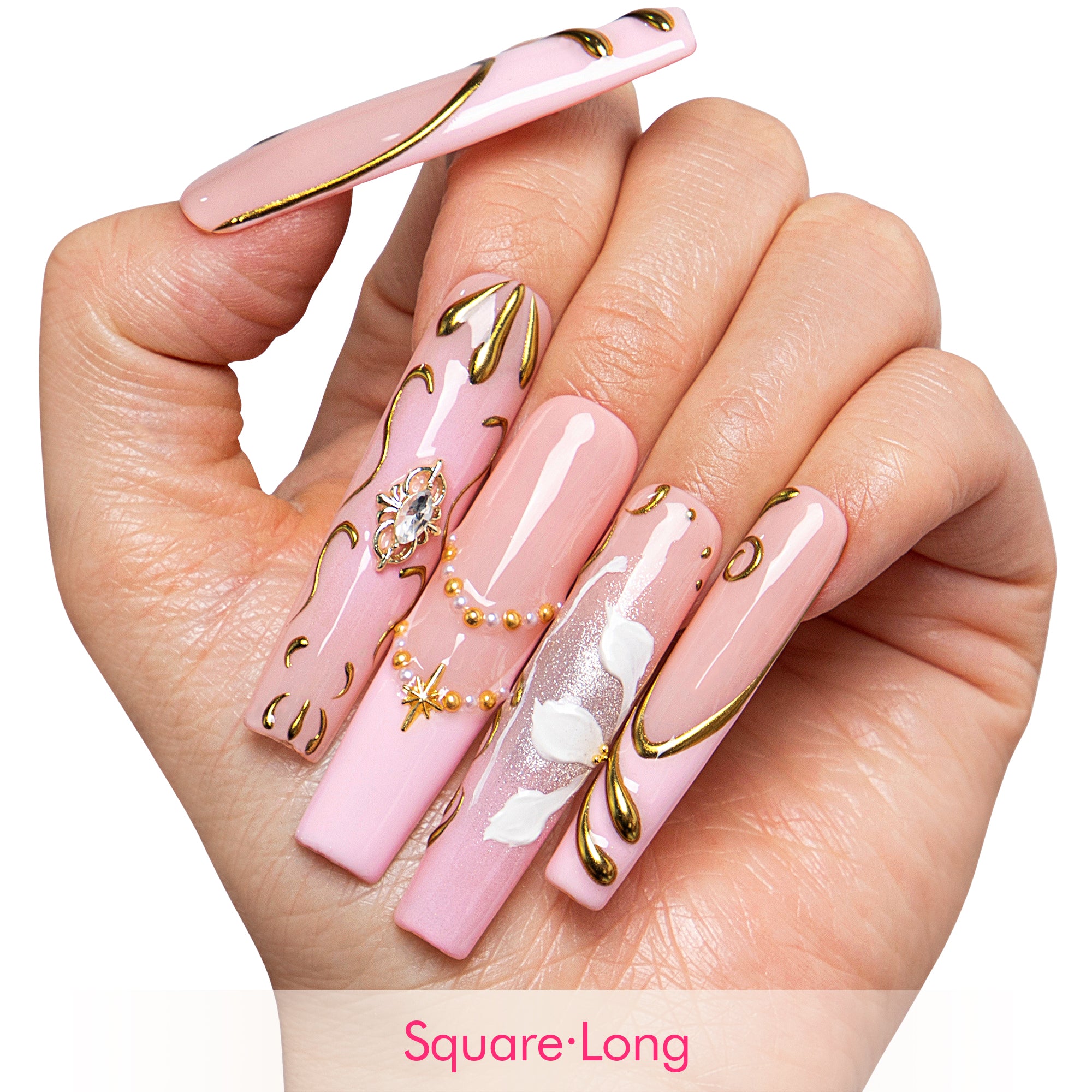 Pink Heirloom Handmade Nails H781