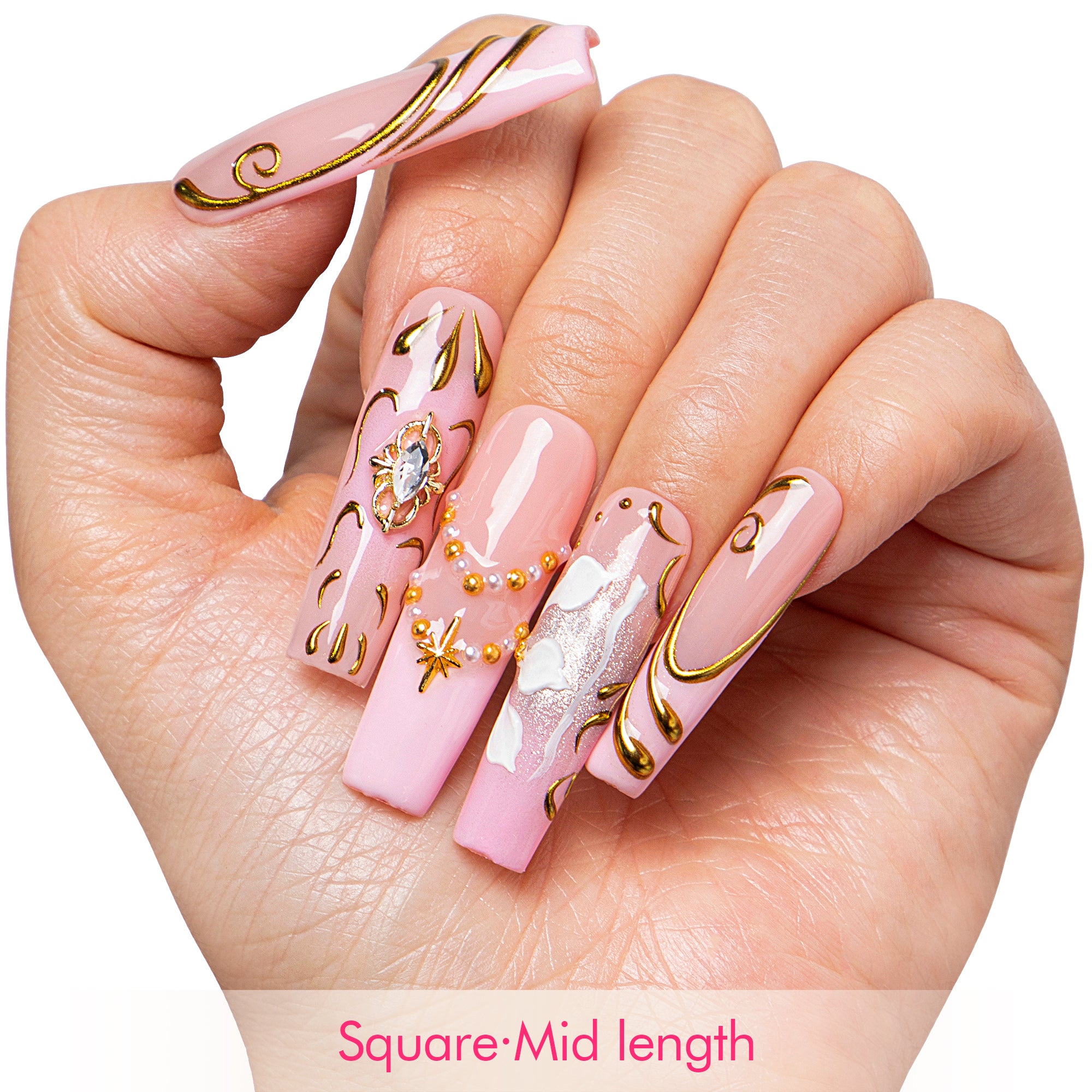 Pink Heirloom Handmade Nails H781