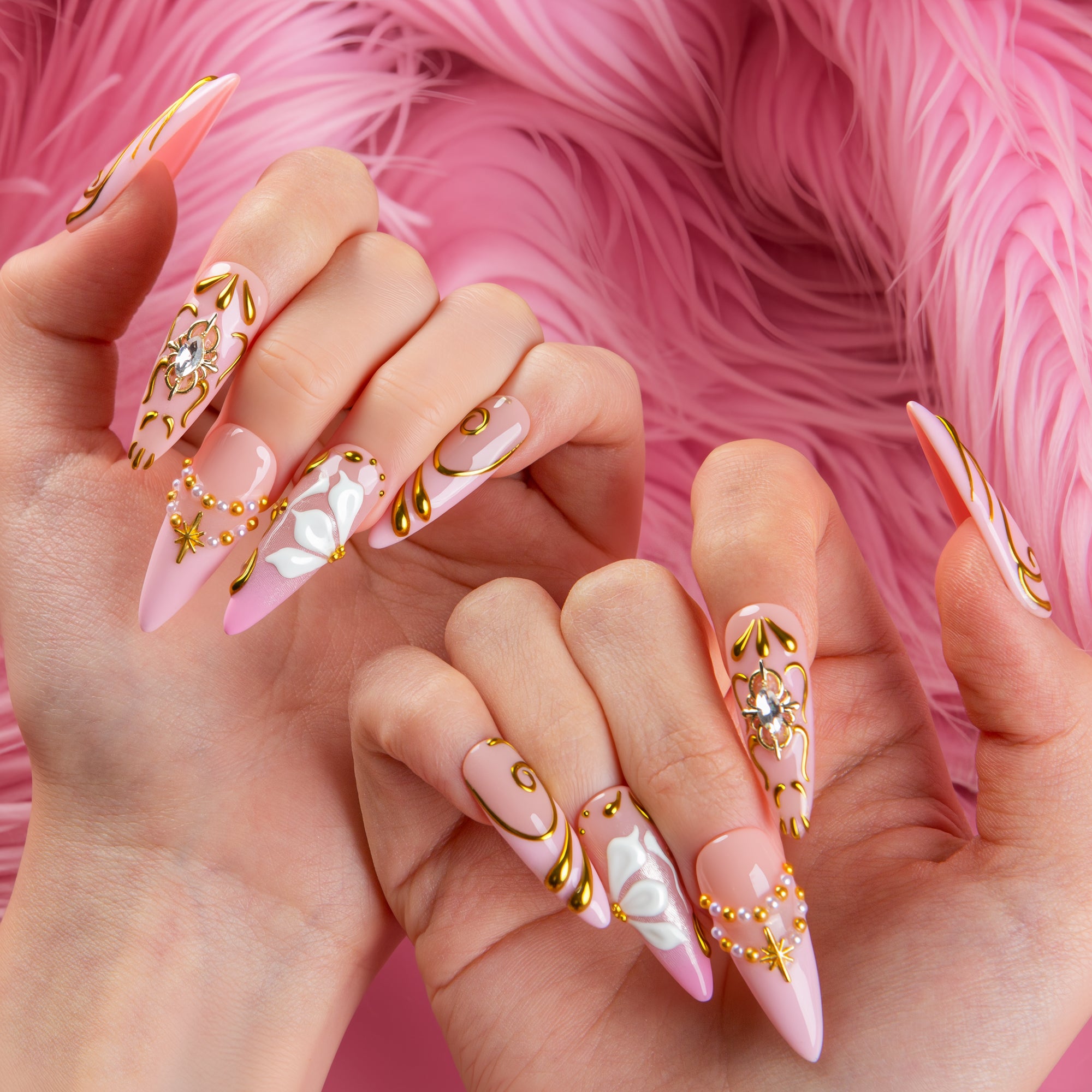 Pink Heirloom Handmade Nails H781