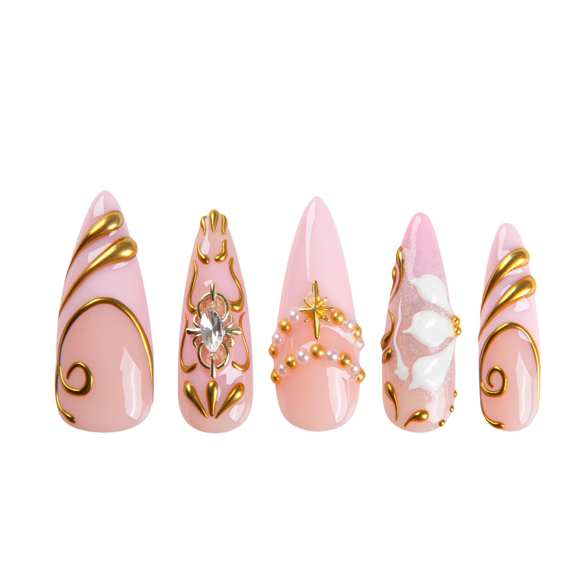 Pink Heirloom Handmade Nails H781