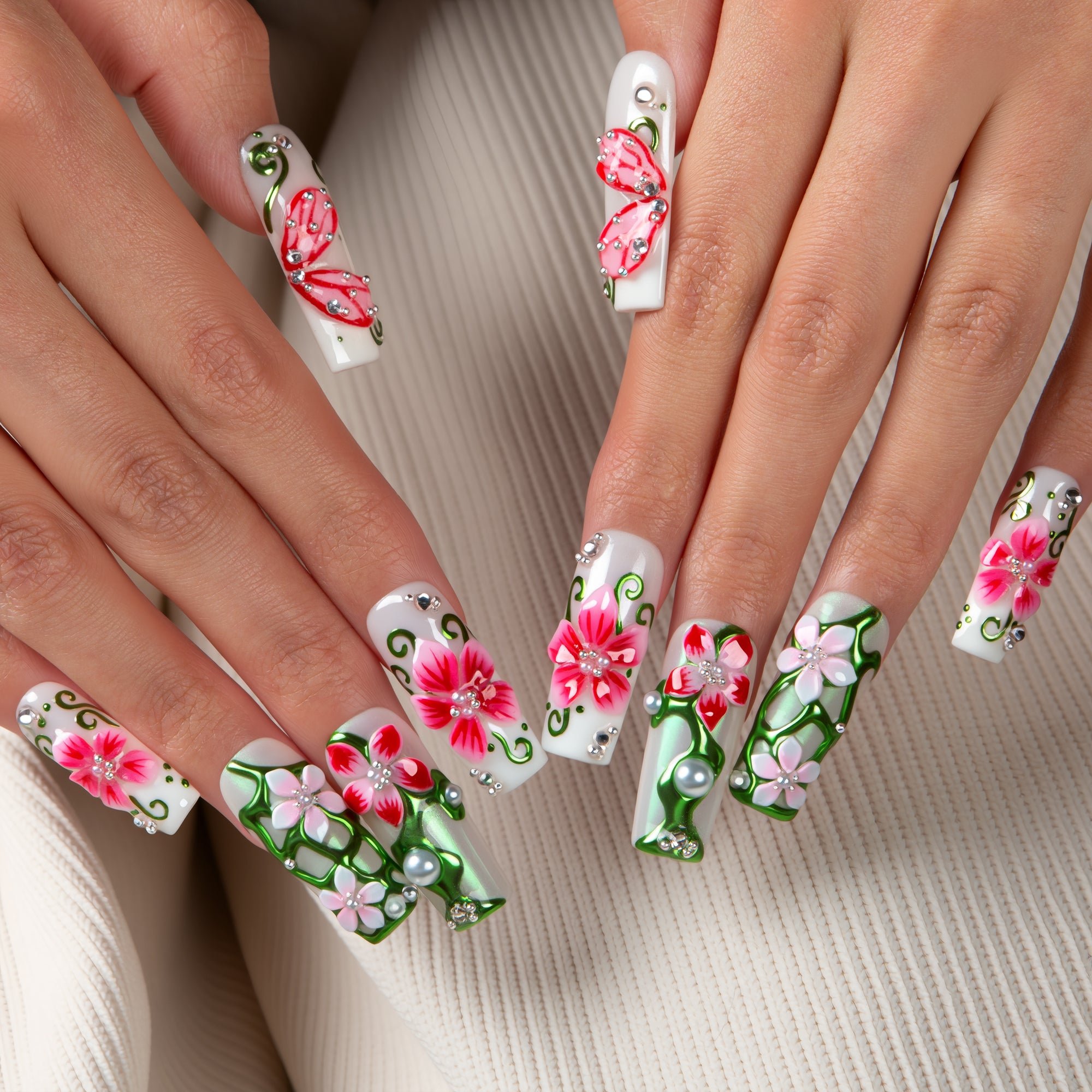 Jade Garden Handmade Square Nails H785 RTS